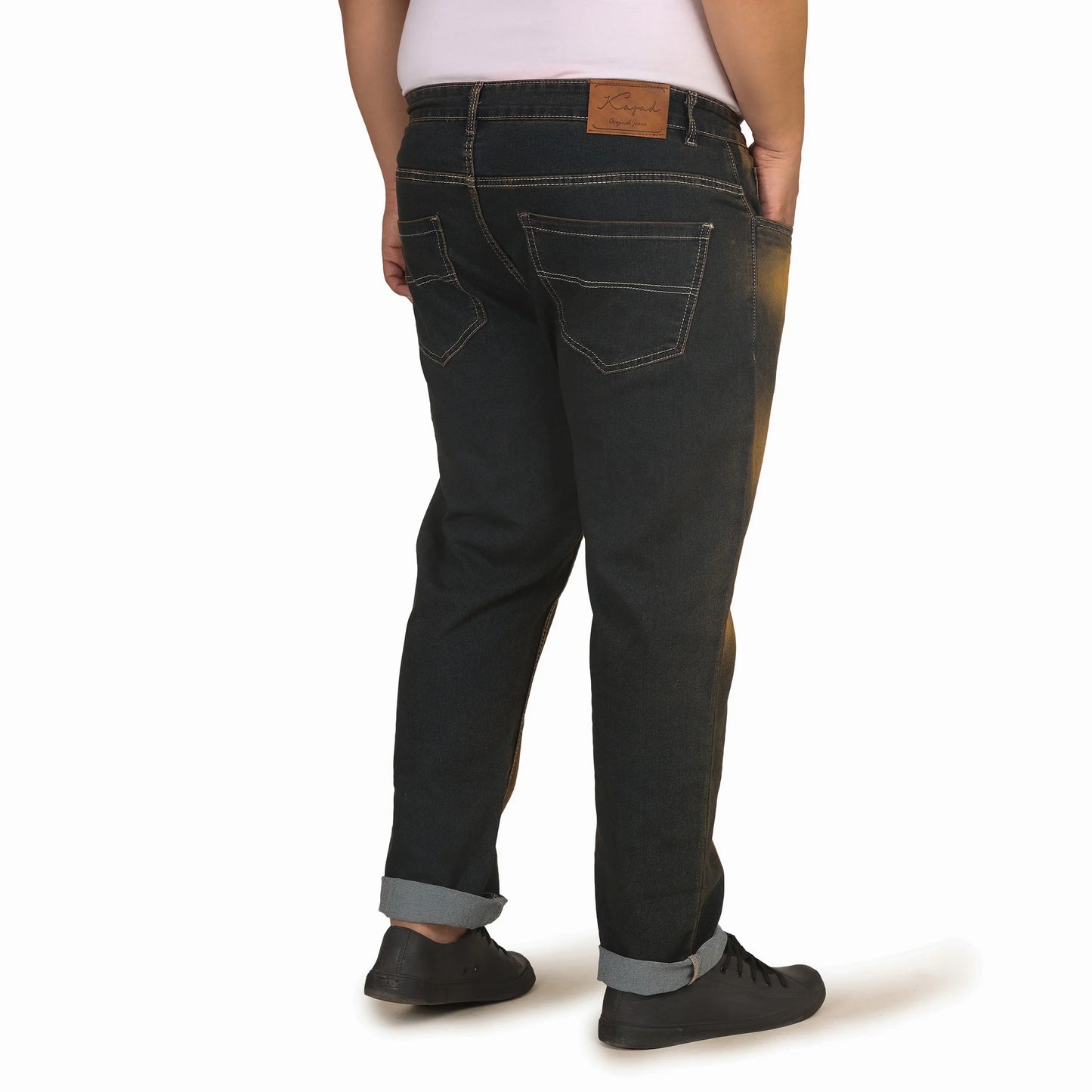 Kagad Jeans Men Plus Size Regular Fit Blue Mustard Tint Denim Jeans - Style Code "KGDJN-408001