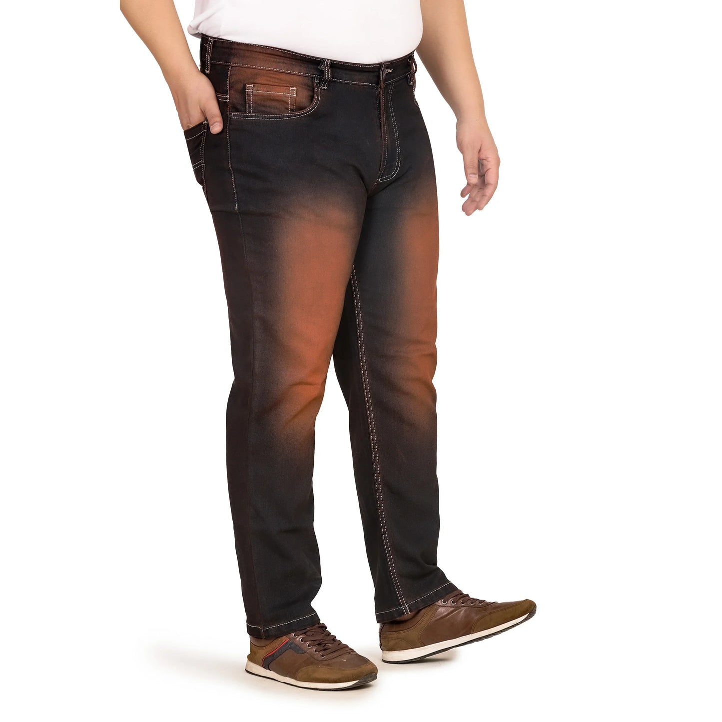 Kagad Jeans Men Plus Size Regular Fit Black Copper Tinted Denim Jeans - Style Code "KGDJN-408020