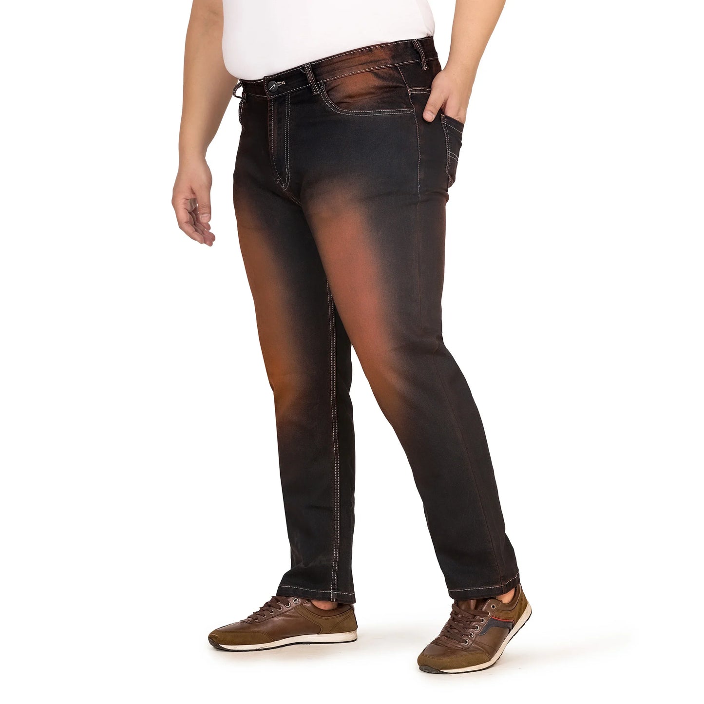 Kagad Jeans Men Plus Size Regular Fit Black Copper Tinted Denim Jeans - Style Code "KGDJN-408020