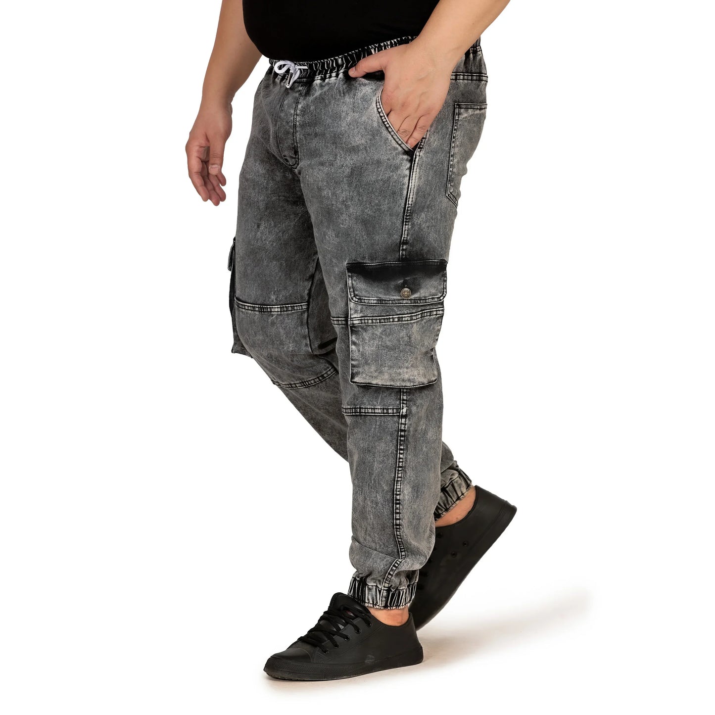 Kagad Jeans Men Plus Size Baggy Fit Charcoal Grey Textured Denim Jogger- Style Code "KGDJGR-406010