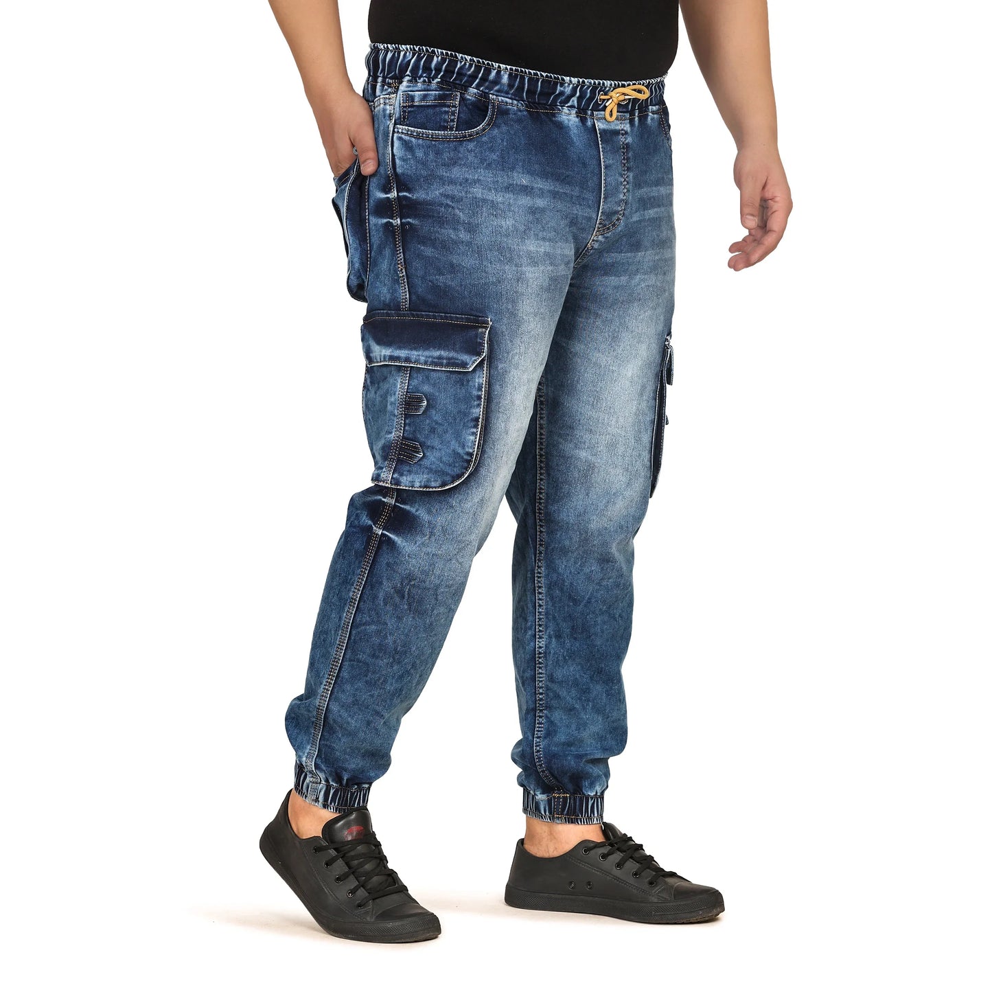 Kagad Jeans Men Regular and Plus Size Regular Fit Mid Blue Color Denim Jeans Jogger - Style Code "KGDJGR-406008