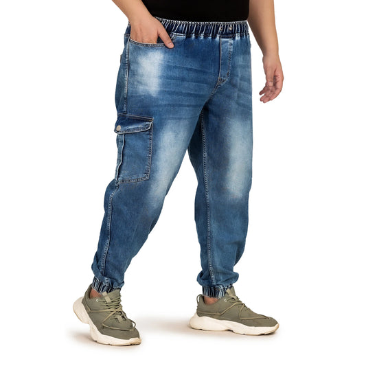 Kagad Jeans Men Regular and Plus Size Regular Fit Mid Blue Color Denim Jeans Jogger - Style Code "KGDJGR-406006