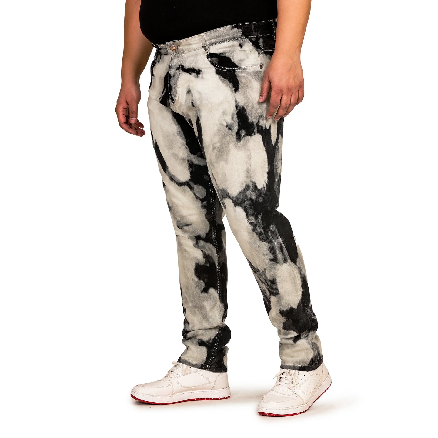 Kagad Jeans Men Plus Size Regular Fit Black Offwhite Print Denim Jeans - Style Code "KGDJN-408012