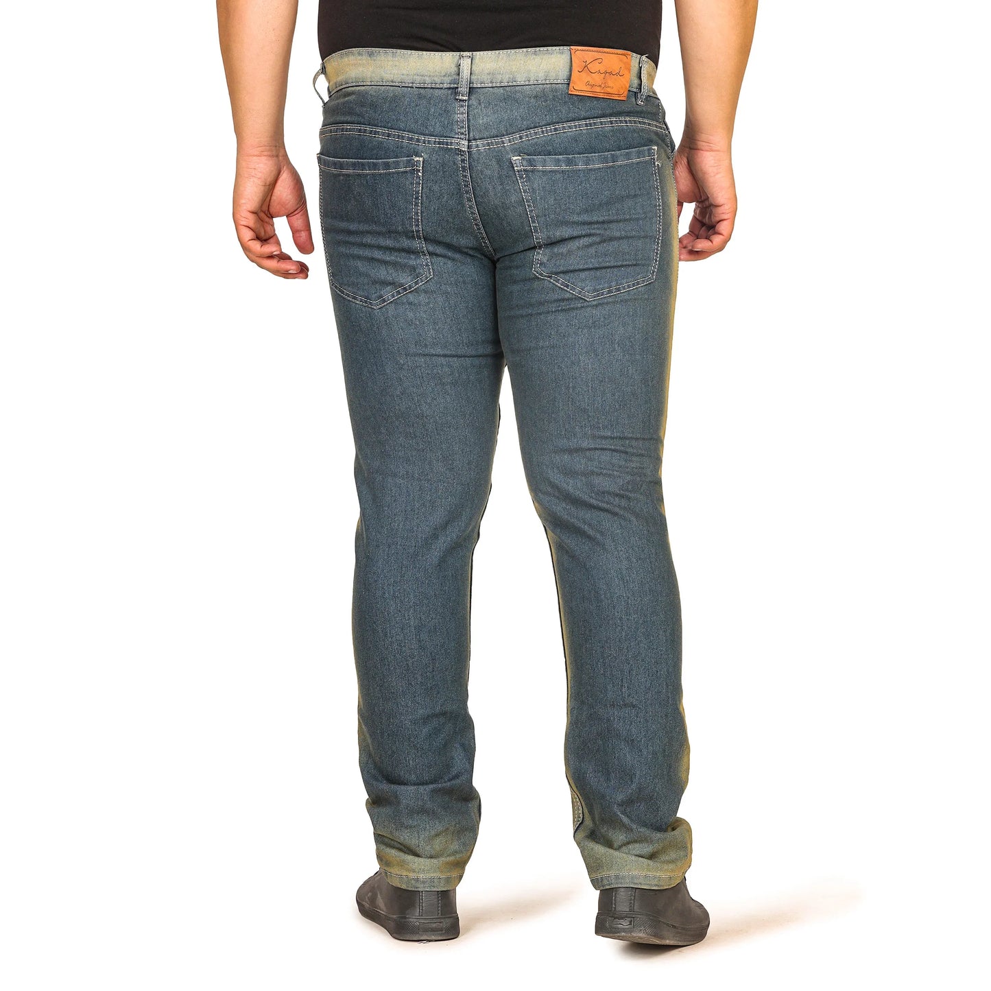 Kagad Jeans Men Plus Size Regular Fit Navy Yellow Tint Denim Jeans - Style Code "KGDJN-408008