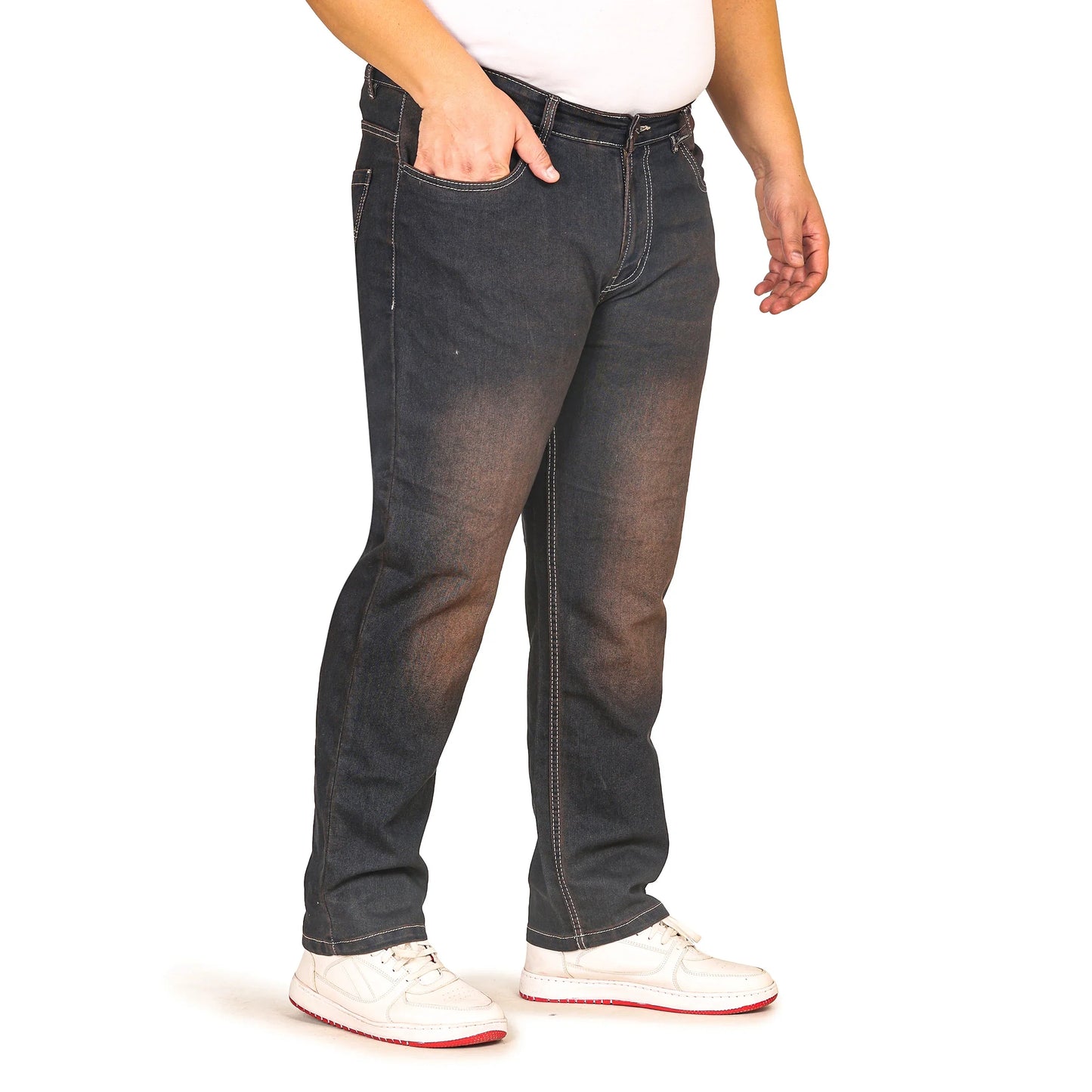 Kagad Jeans Men Plus Size Regular Fit Navy Blue Rust Tinted Denim Jeans - Style Code "KGDJN-408004