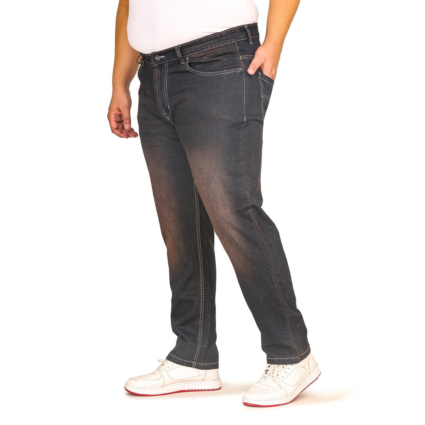 Kagad Jeans Men Plus Size Regular Fit Navy Blue Rust Tinted Denim Jeans - Style Code "KGDJN-408004