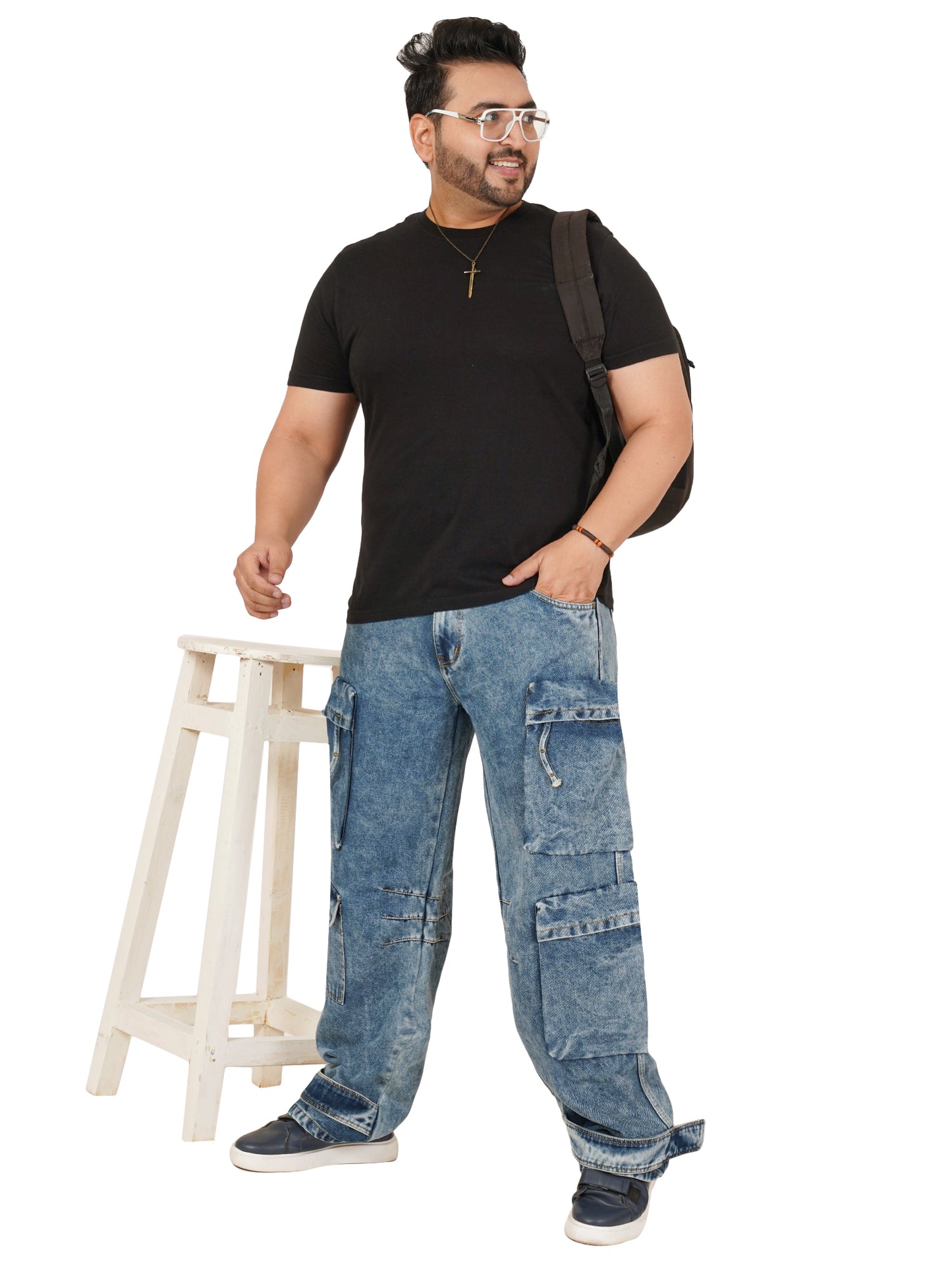 Men's Plus Size Denim Cargo KGDCR-406094