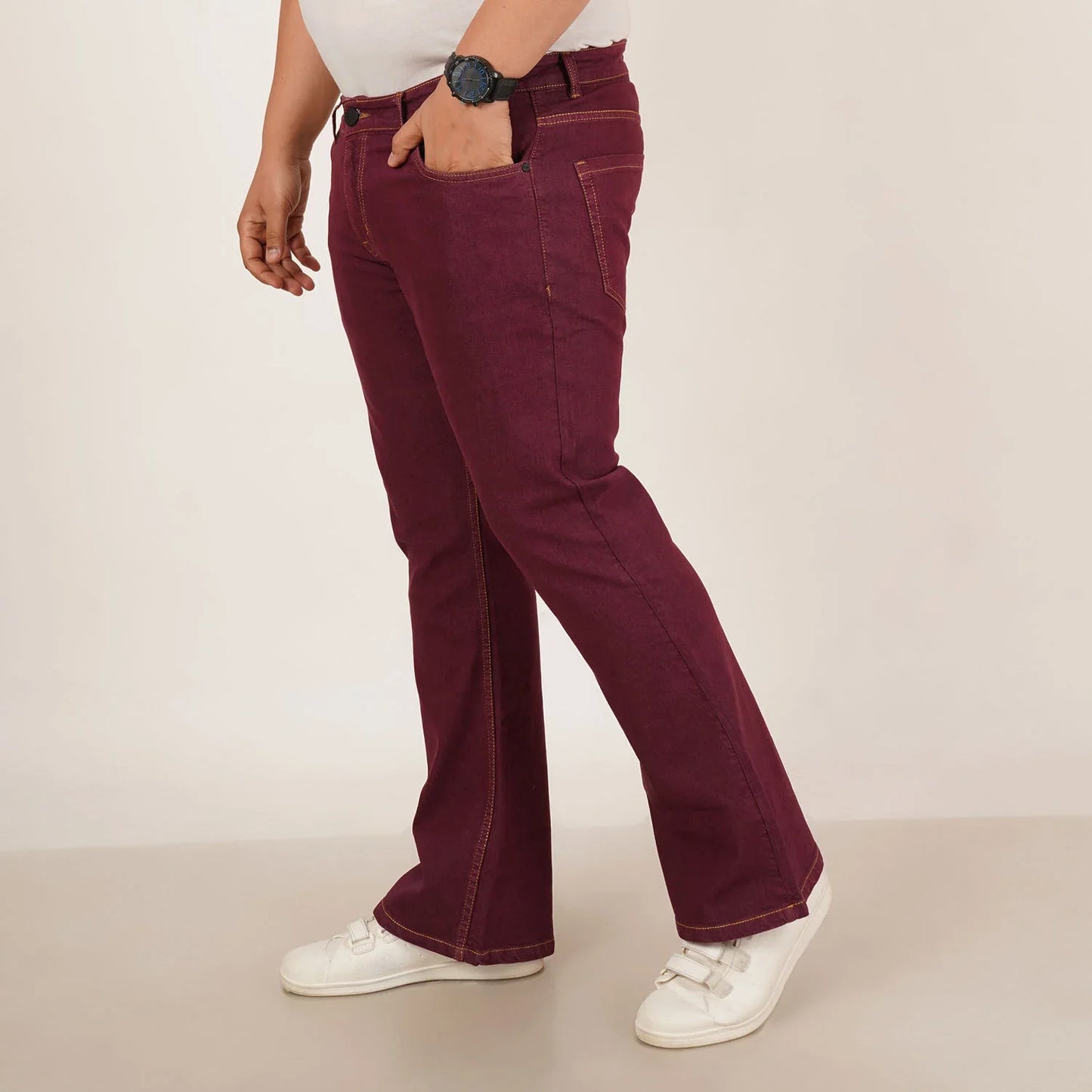 Kagad Jeans Mens Plus Size Boot Fit Garnet Red Color Denim Jeans - Style Code "KGDJN-406015