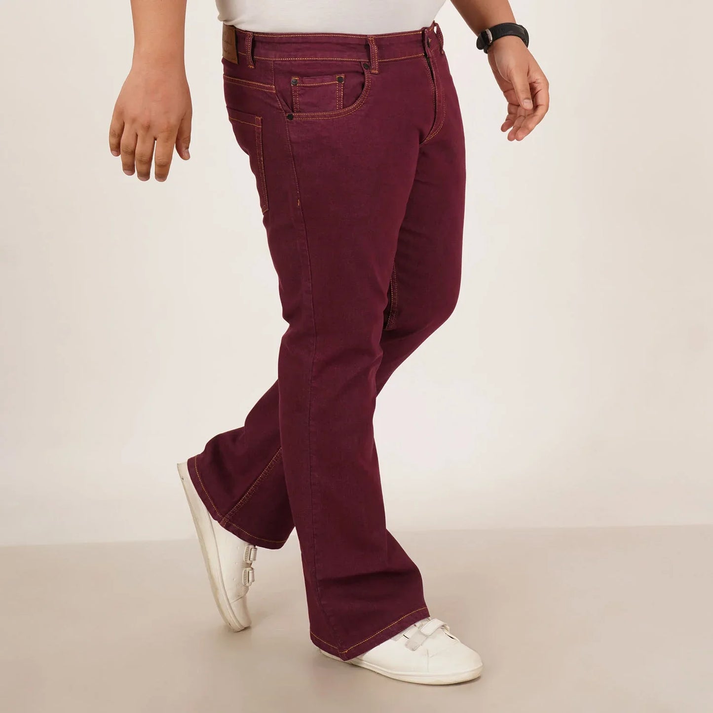 Kagad Jeans Mens Plus Size Boot Fit Garnet Red Color Denim Jeans - Style Code "KGDJN-406015