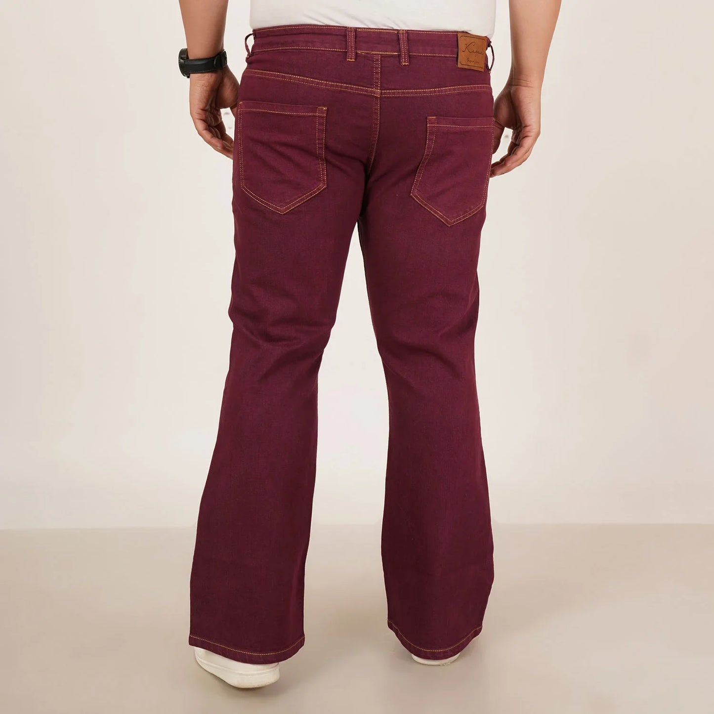 Kagad Jeans Mens Plus Size Boot Fit Garnet Red Color Denim Jeans - Style Code "KGDJN-406015