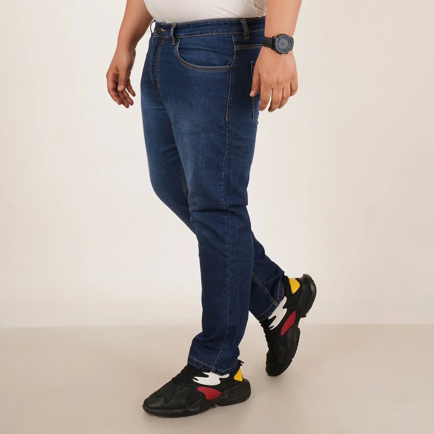 Kagad Jeans Mens Plus Size Regular Fit Mid Night Blue Color Denim Jeans - Style Code "KGDJN-406030