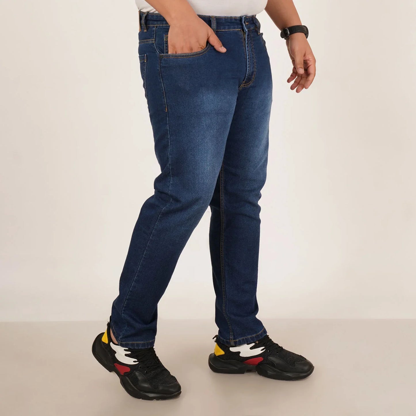 Kagad Jeans Mens Plus Size Regular Fit Mid Night Blue Color Denim Jeans - Style Code "KGDJN-406030