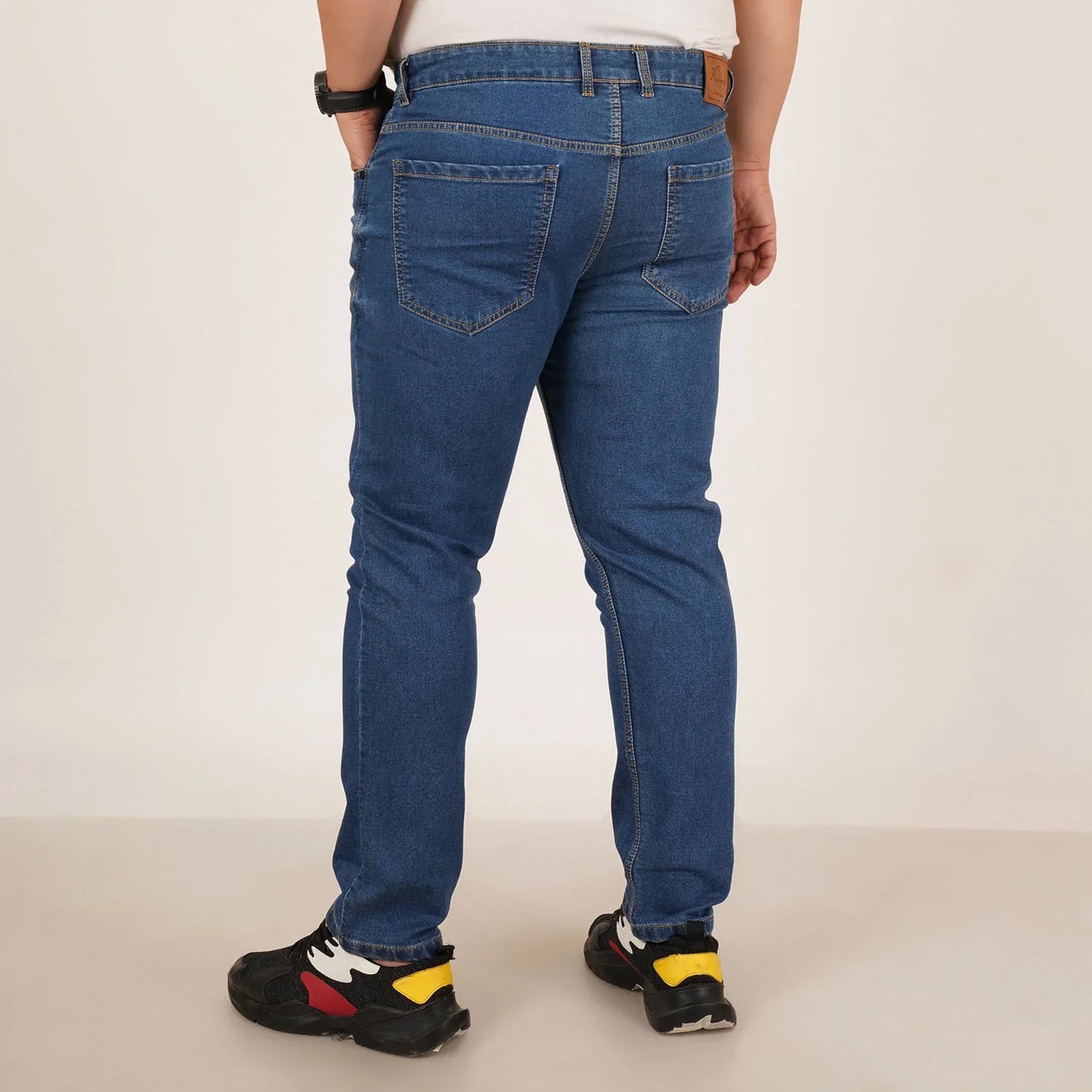 Kagad Jeans Mens Plus Size Regular Fit Mid Blue Color Denim Jeans - Style Code "KGDJN-406031