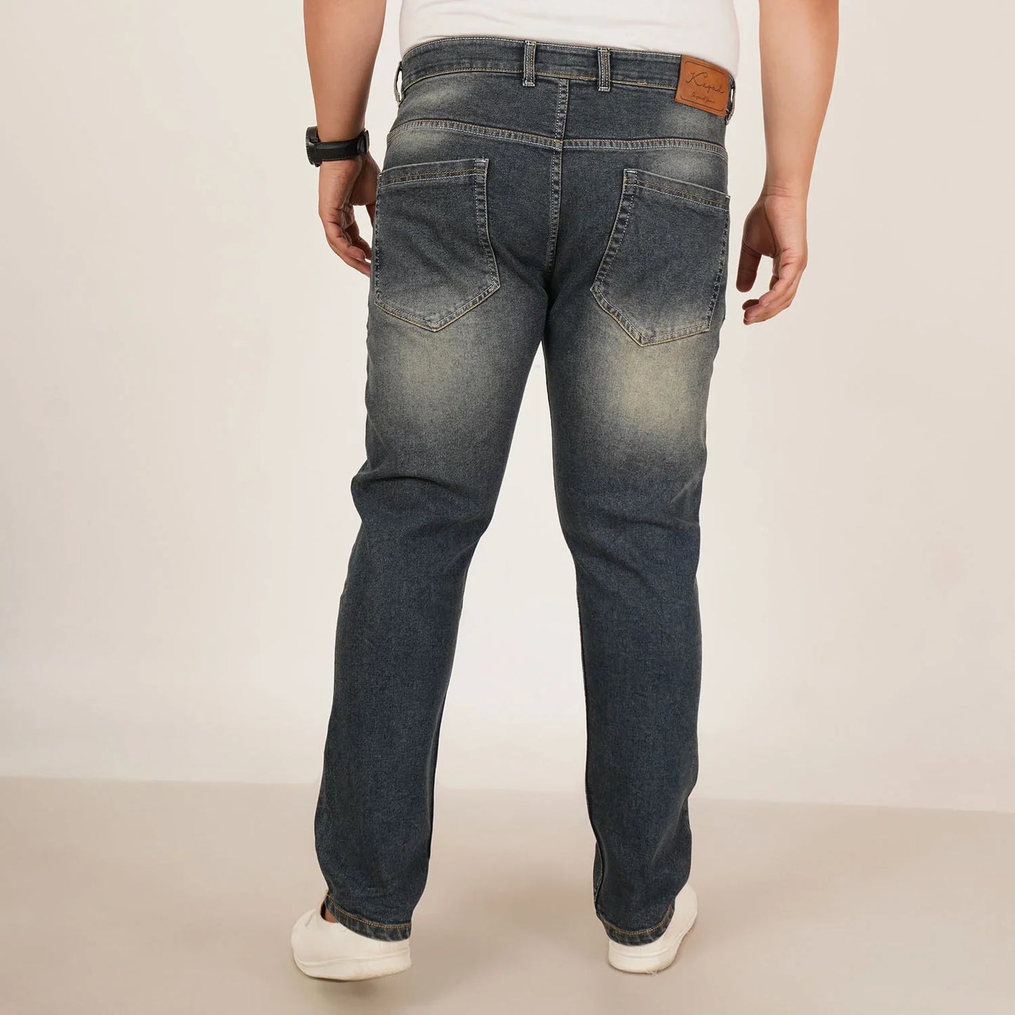 Kagad Jeans Mens Plus Size Regular Fit Aged Indigo Blue Color Denim Jeans - Style Code "KGDJN-406033