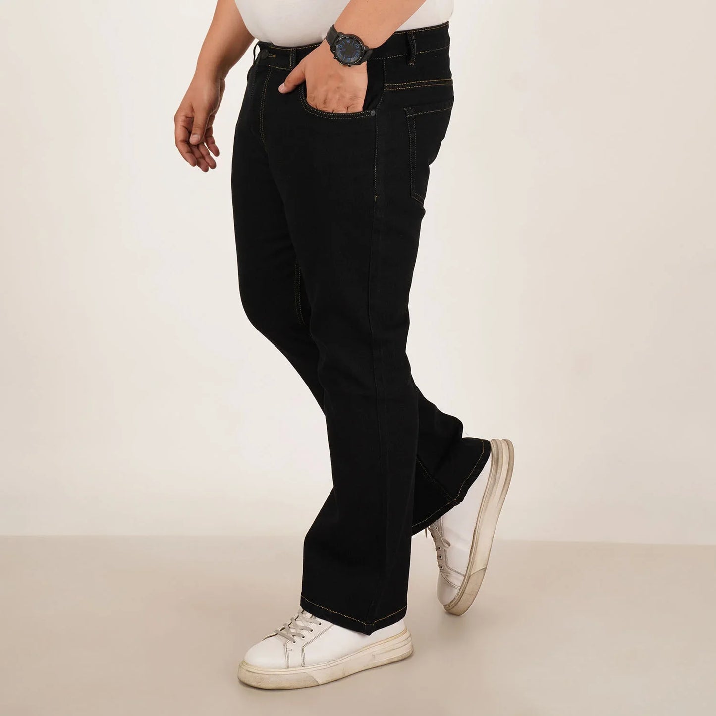 Kagad Jeans Mens Plus Size Boot Fit Black Color Denim Jeans - Style Code "KGDJN-406016
