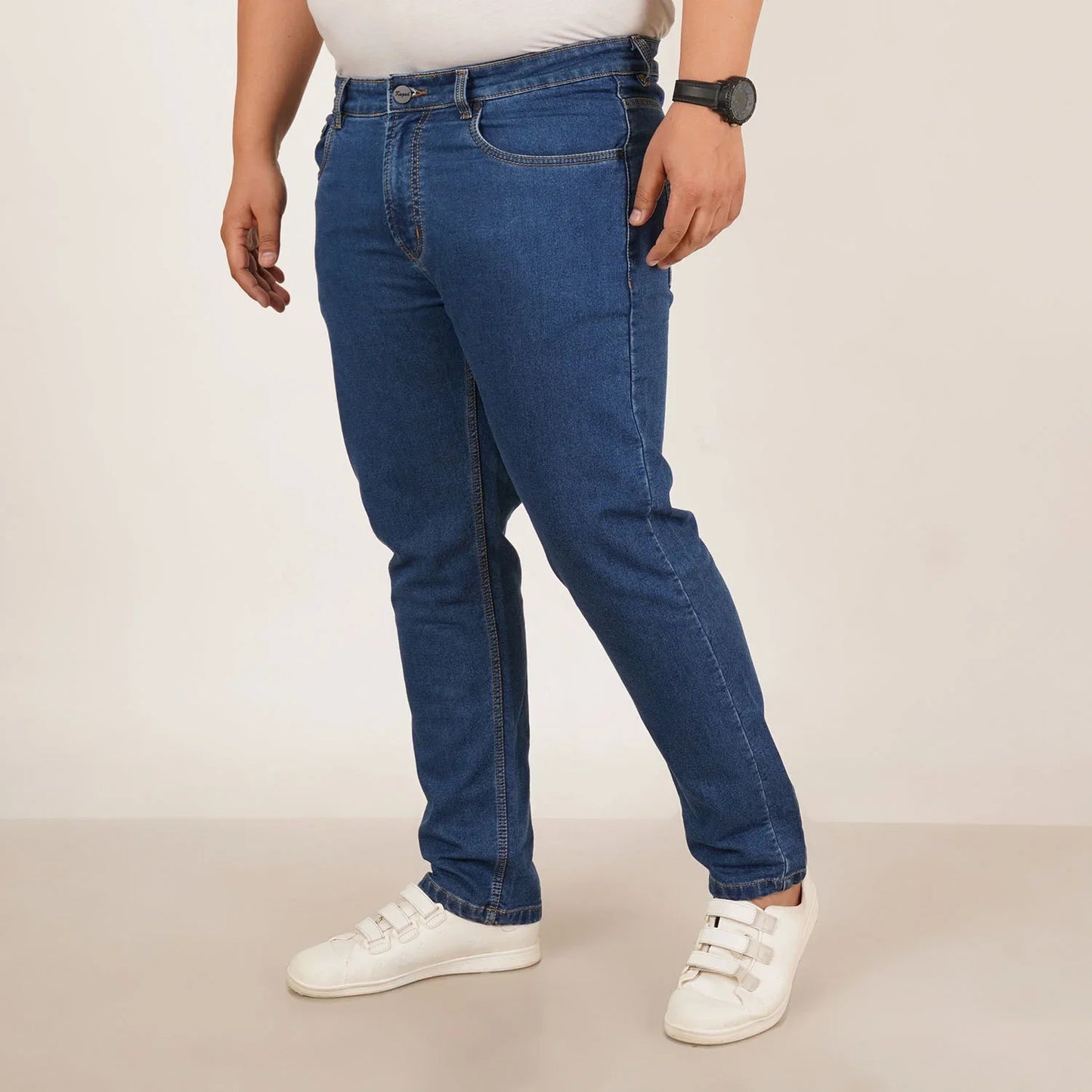 Kagad Jeans Mens Plus Size Regular Fit Storm Blue Color Denim Jeans - Style Code "KGDJN-406035