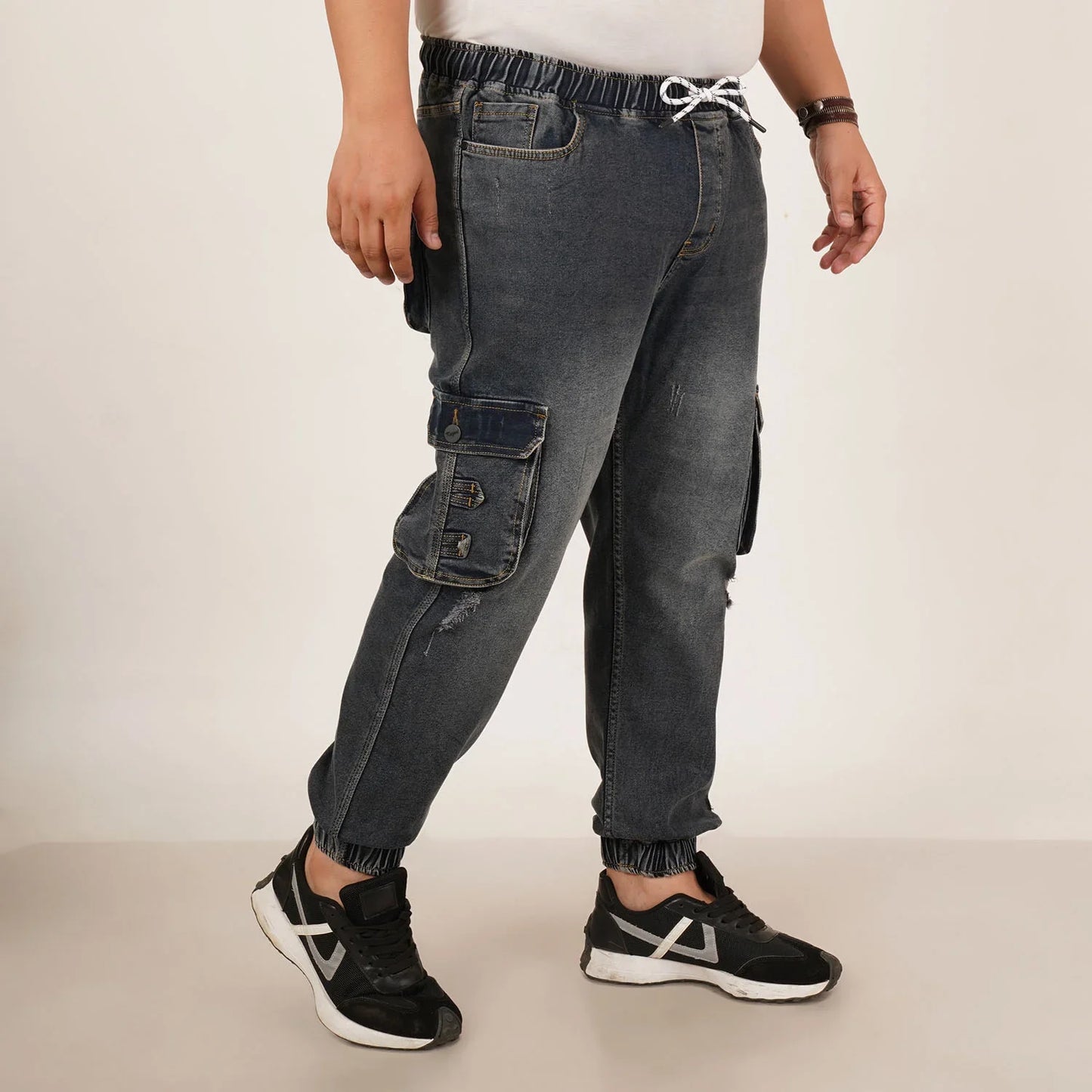 Kagad Jeans Mens Plus Size Loose Fit Fadded Blue Grey Ting Color Denim Jogger - Style Code "KGDJGR-406068