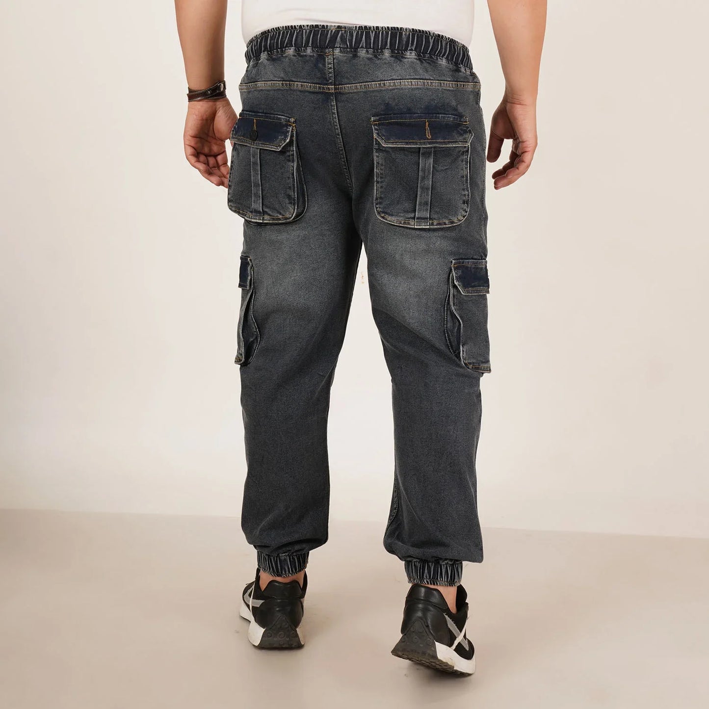 Kagad Jeans Mens Plus Size Loose Fit Fadded Blue Grey Ting Color Denim Jogger - Style Code "KGDJGR-406068