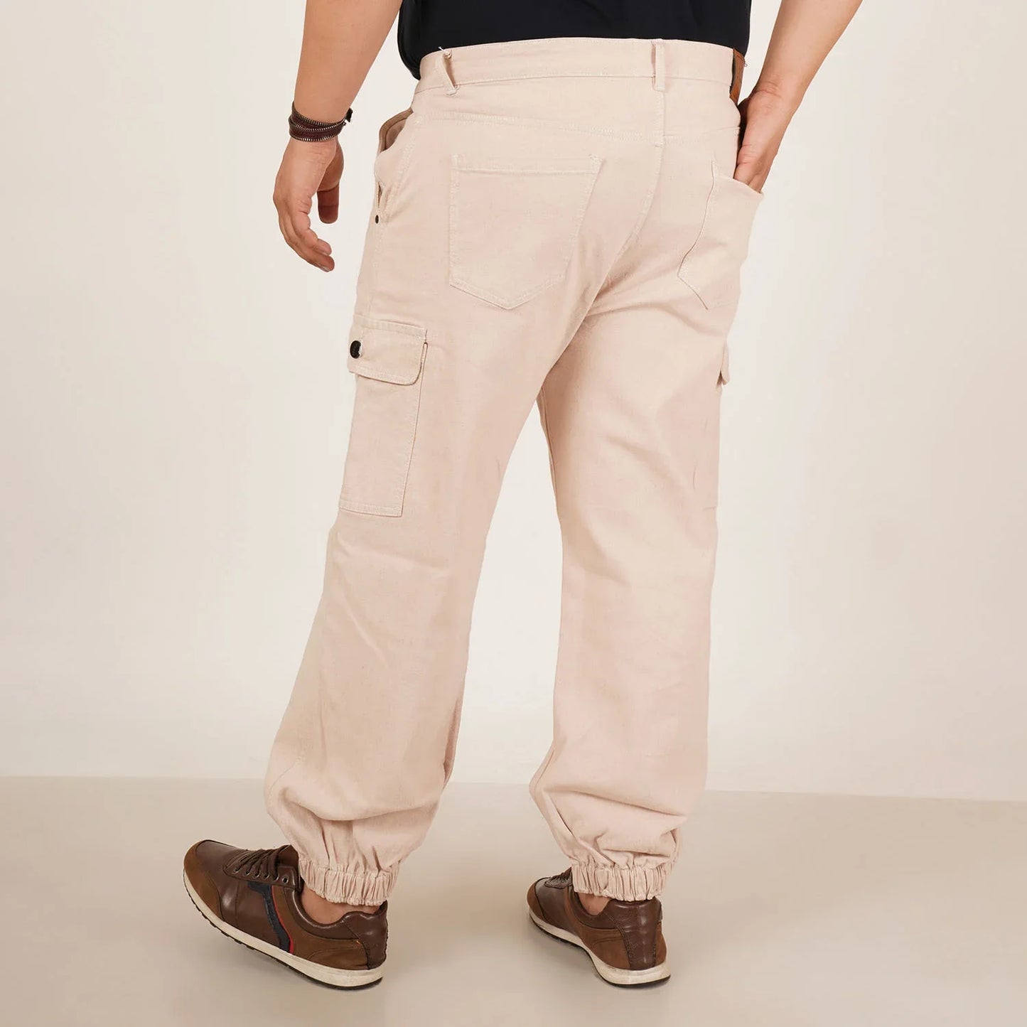 Kagad Jeans Mens Plus Size Loose Fit Cream Color Denim Jogger - Style Code "KGDJGR-406069