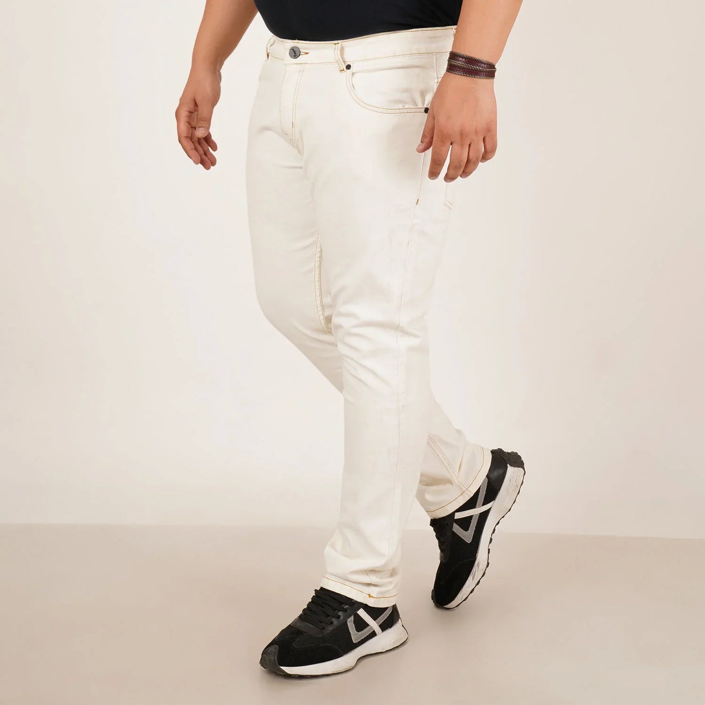 Kagad Jeans Mens Plus Size Regular Fit White Color Denim Jeans - Style Code "KGDJN-406028