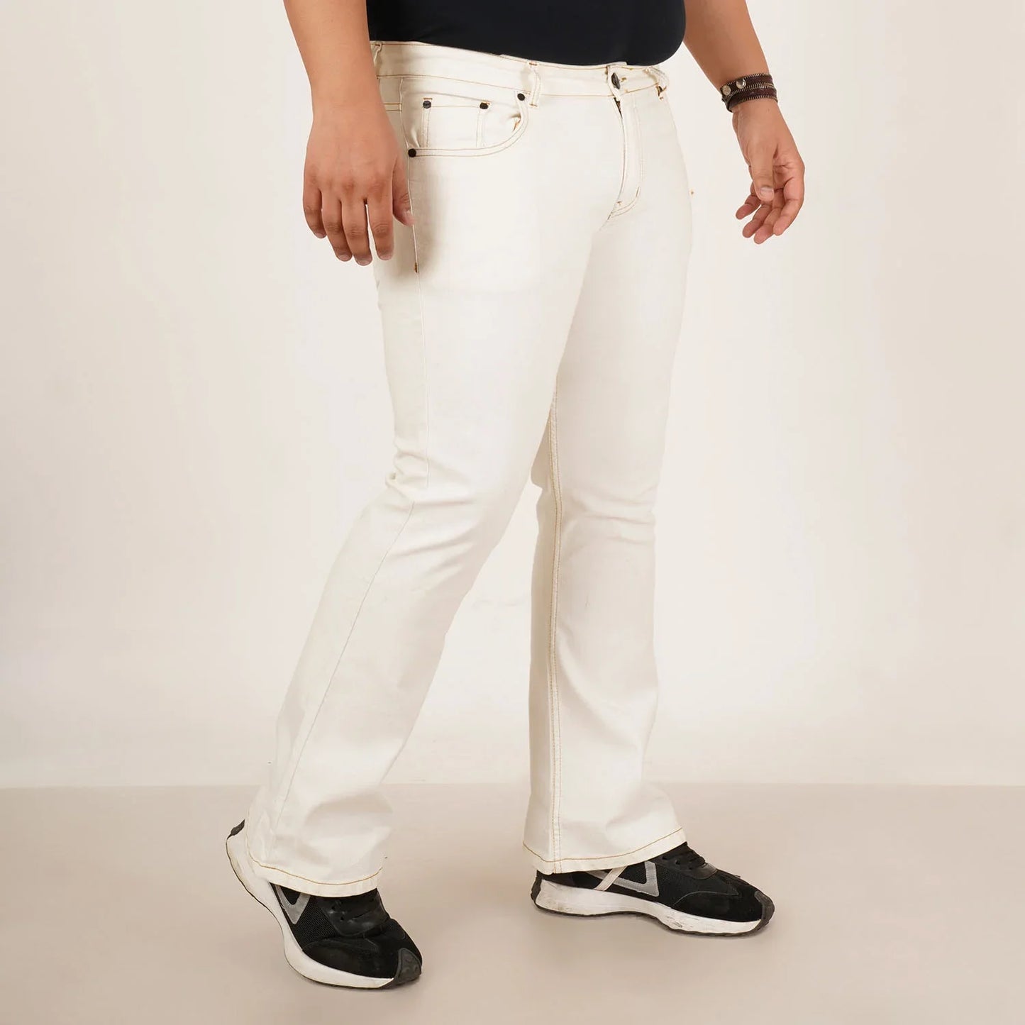 Kagad Jeans Mens Plus Size Boot Fit White Color Denim Jeans - Style Code "KGDJN-406017
