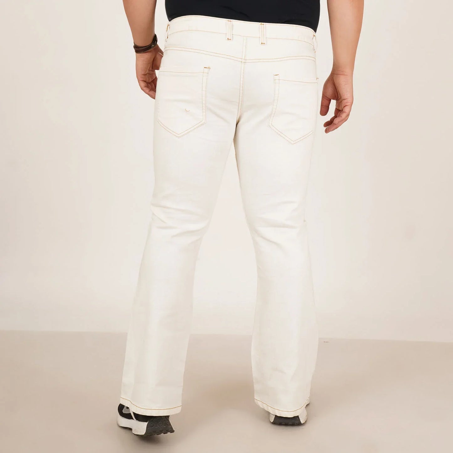 Kagad Jeans Mens Plus Size Boot Fit White Color Denim Jeans - Style Code "KGDJN-406017