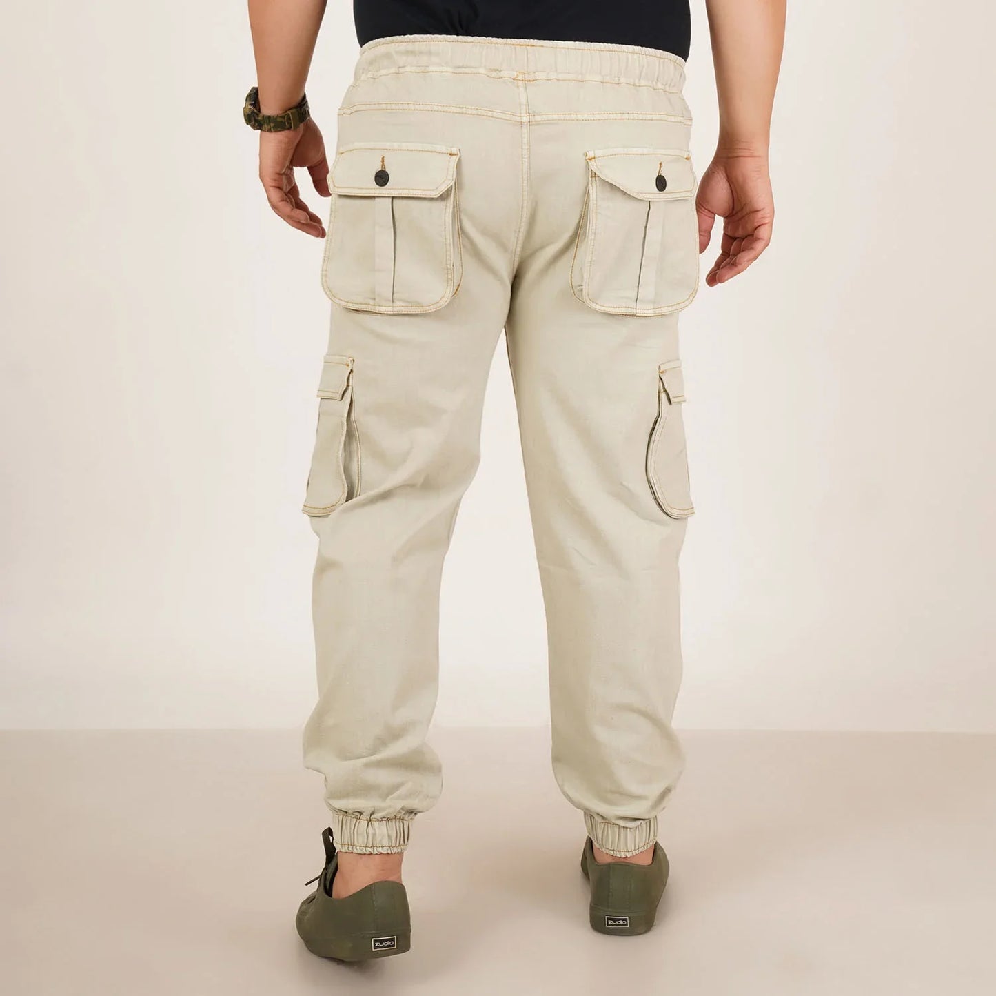 Kagad Jeans Mens Plus Size Loose Fit Pista Cream Color Denim Jogger - Style Code "KGDJGR-406065