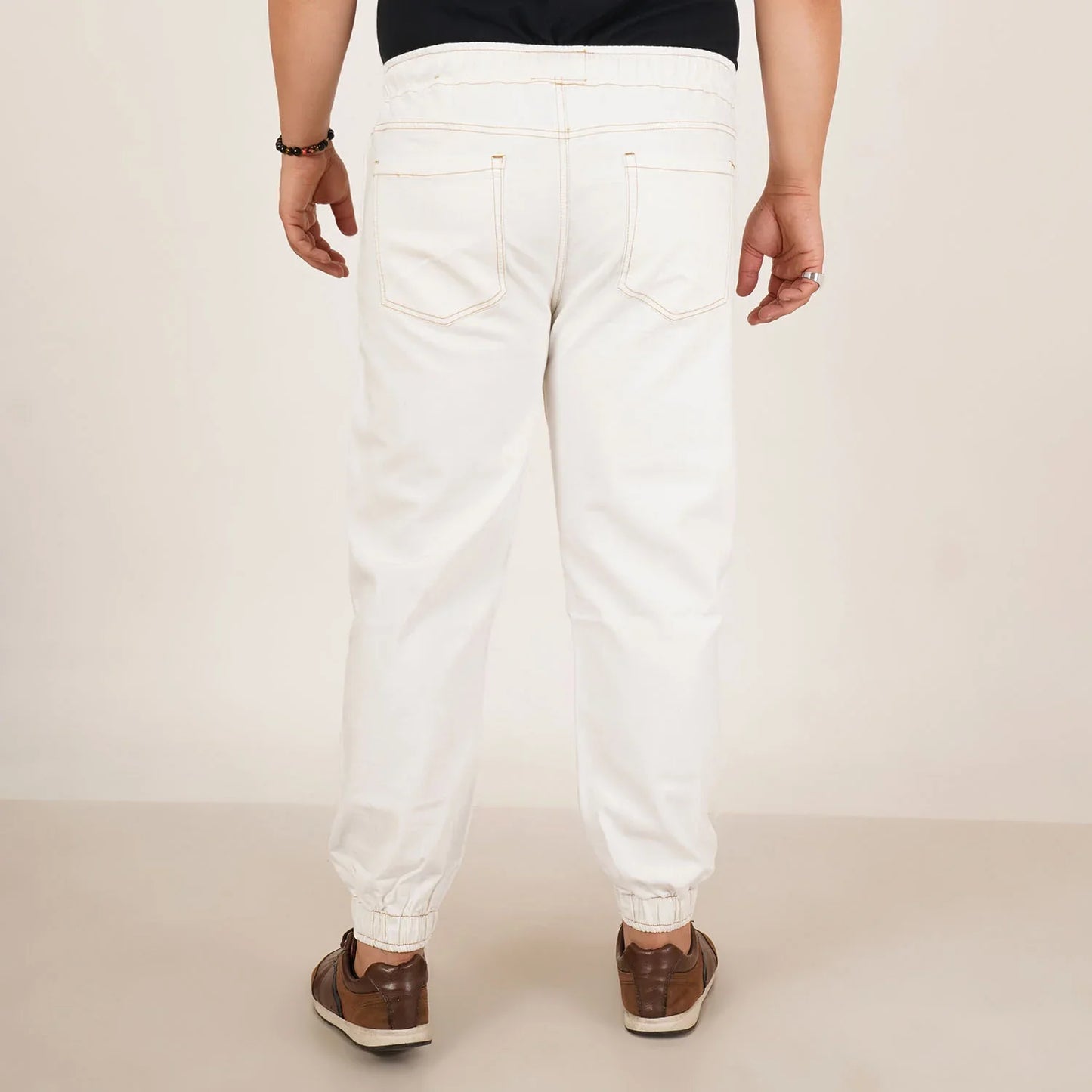 Kagad Jeans Mens Plus Size Loose Fit White Color Denim Jogger - Style Code "KGDJGR-406071