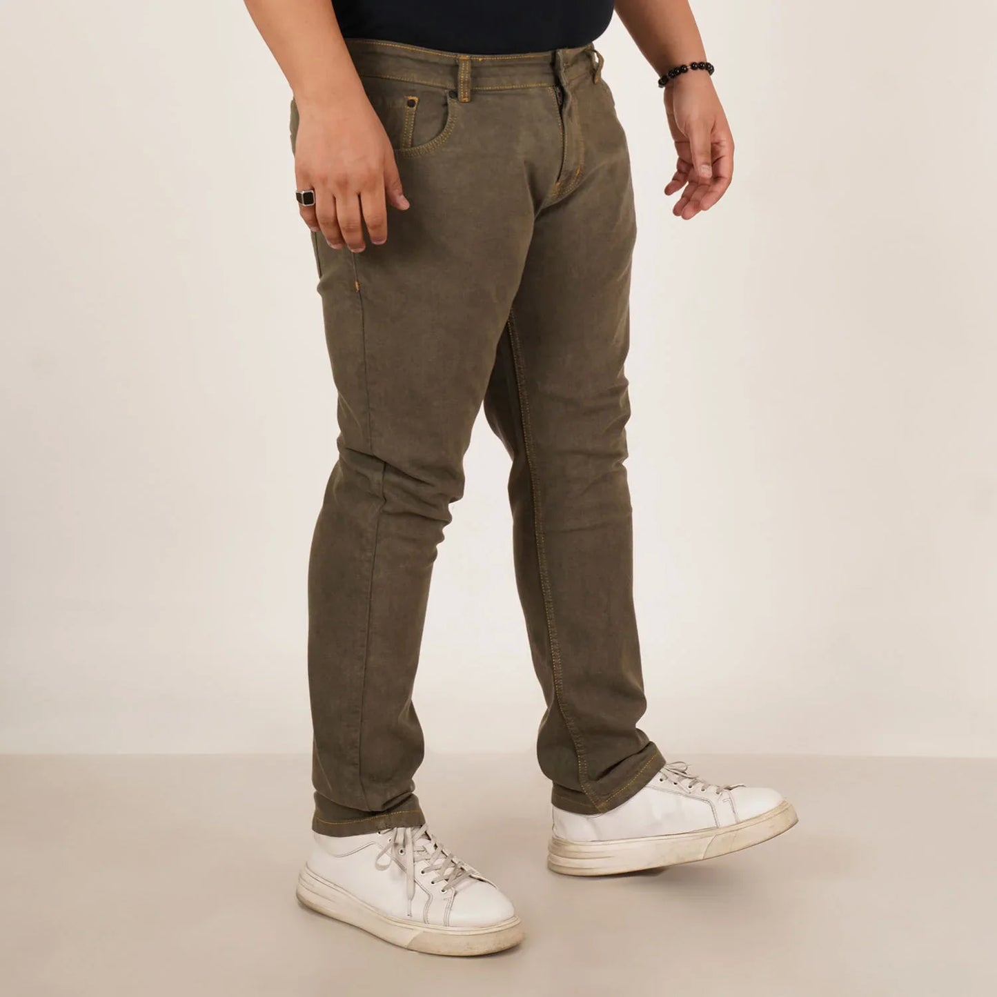 Kagad Jeans Mens Plus Size Regular Fit Army Green Color Denim Jeans - Style Code "KGDJN-406036