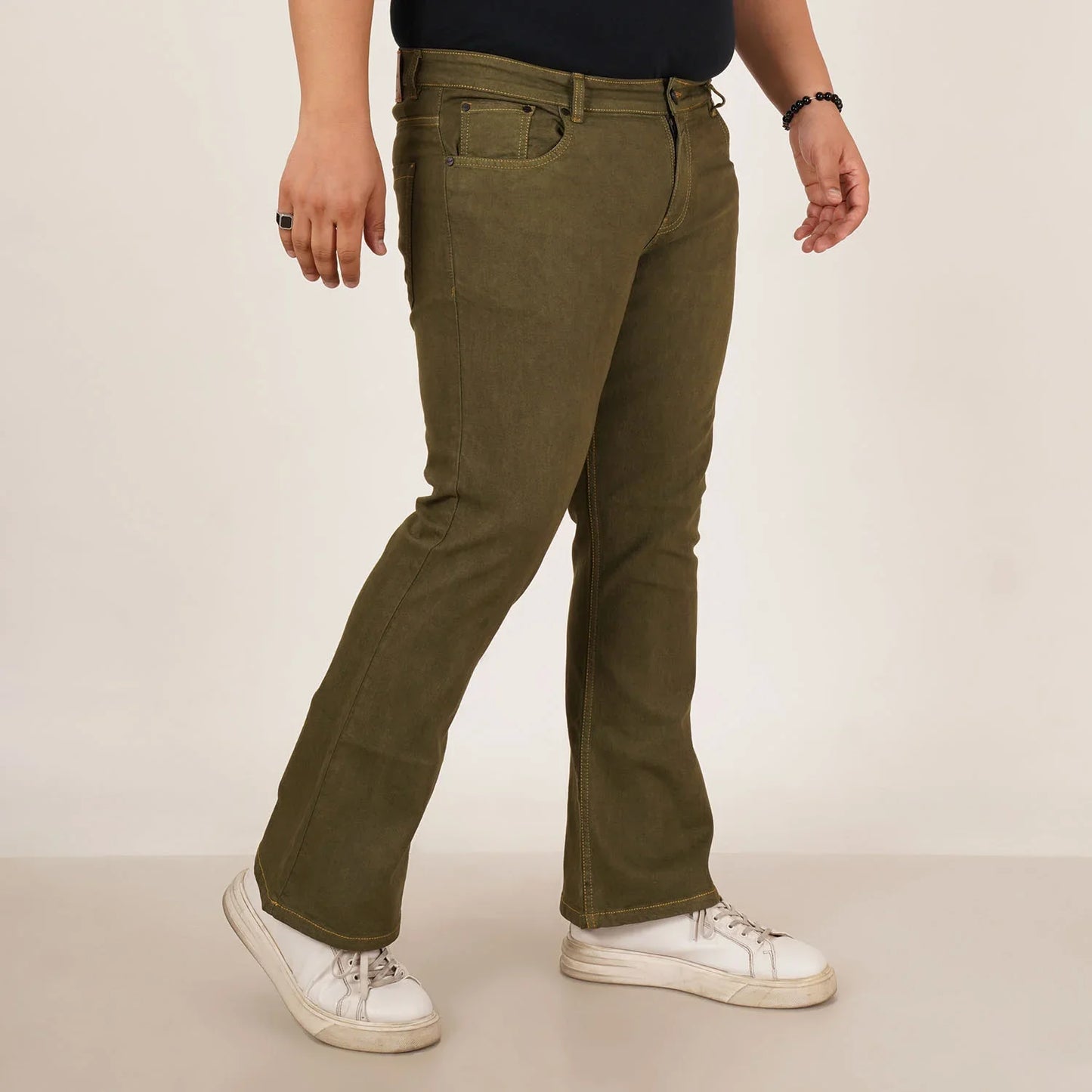 Kagad Jeans Mens Plus Size Boot Fit Army Green Color Denim Jeans - Style Code "KGDJN-406018