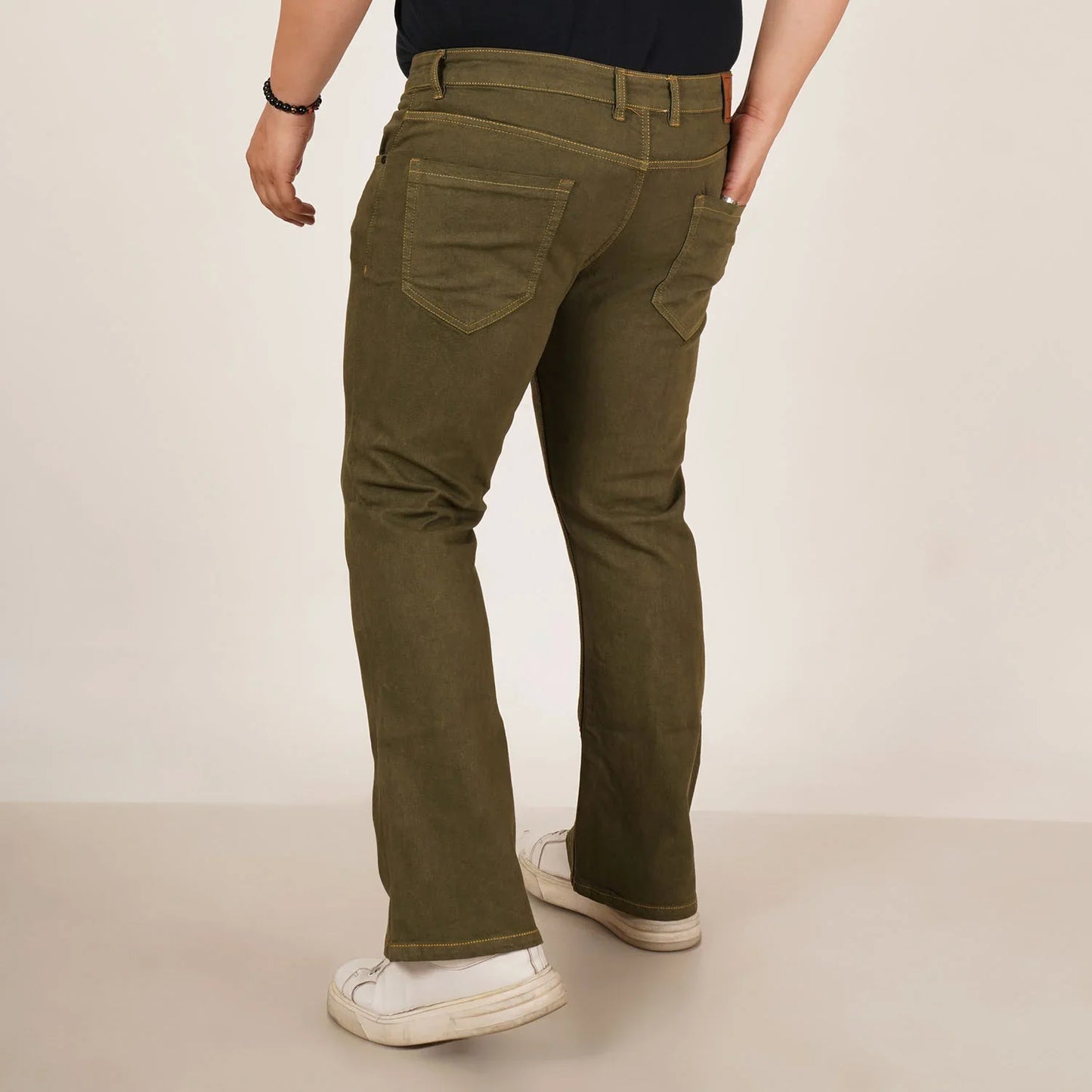 Kagad Jeans Mens Plus Size Boot Fit Army Green Color Denim Jeans - Style Code "KGDJN-406018