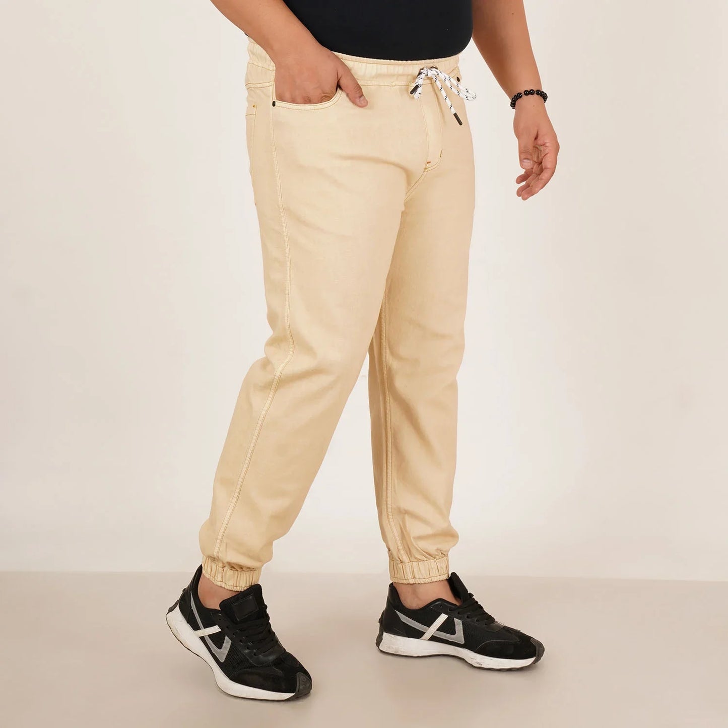 Kagad Jeans Mens Plus Size Loose Fit Rich Cream Color Denim Jogger - Style Code "KGDJGR-406072