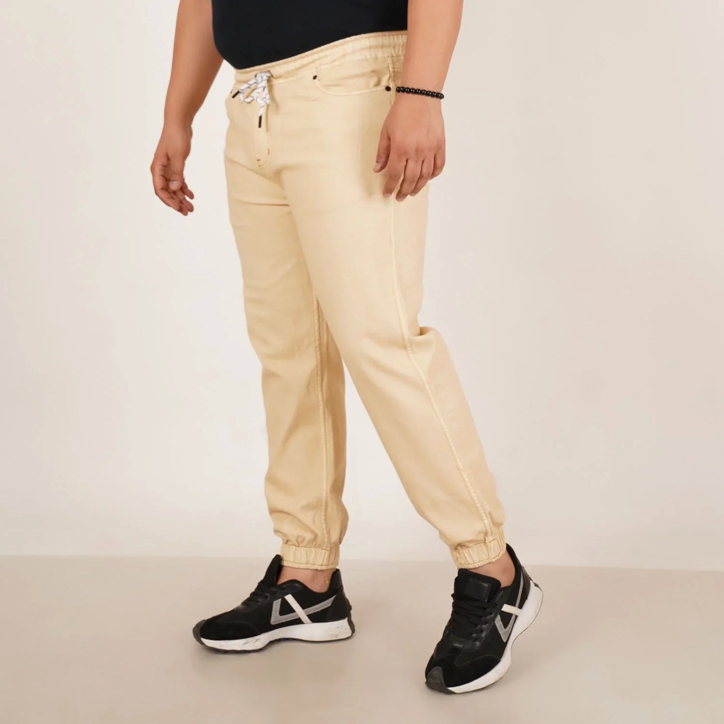 Kagad Jeans Mens Plus Size Loose Fit Rich Cream Color Denim Jogger - Style Code "KGDJGR-406072