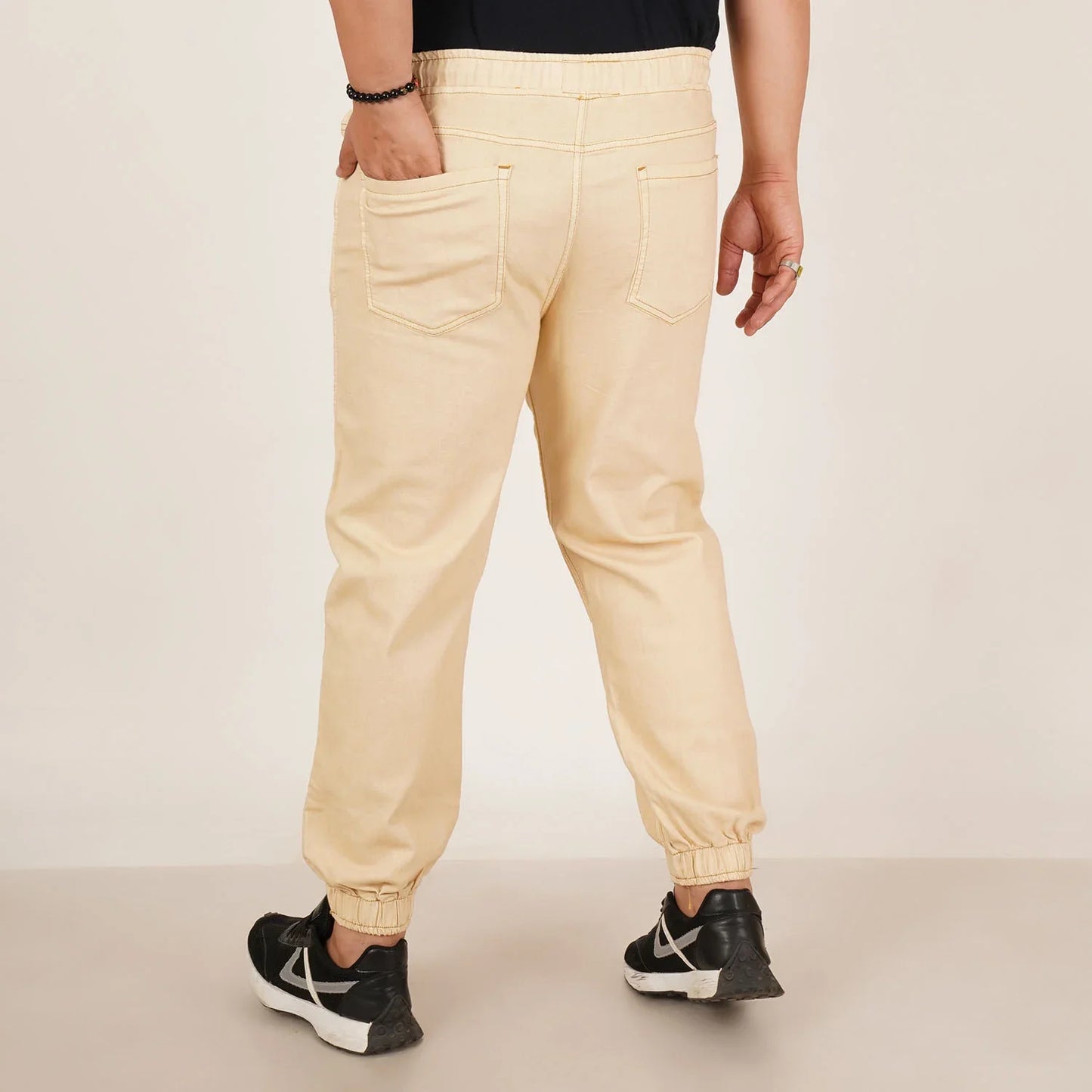 Kagad Jeans Mens Plus Size Loose Fit Rich Cream Color Denim Jogger - Style Code "KGDJGR-406072