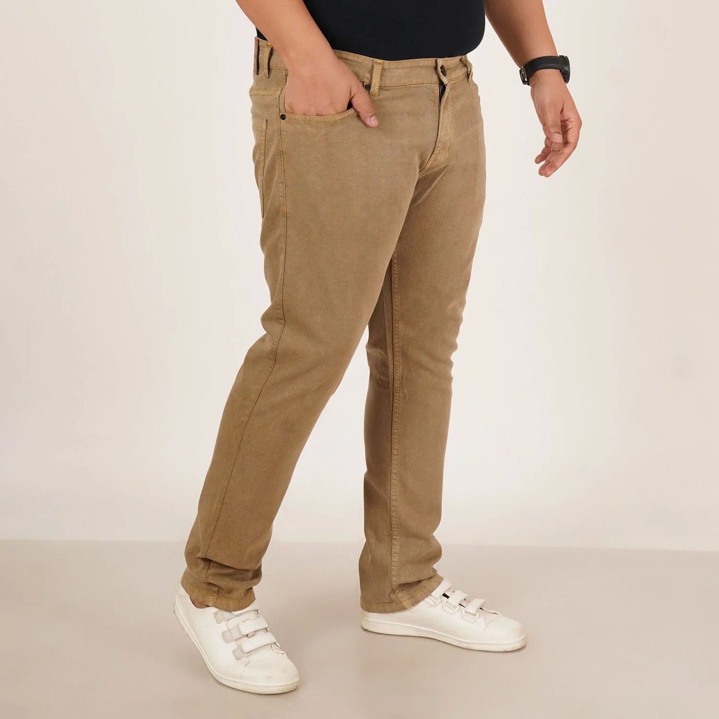 Kagad Jeans Mens Plus Size Regular Fit Camel Beige Color Denim Jeans - Style Code "KGDJN-406042