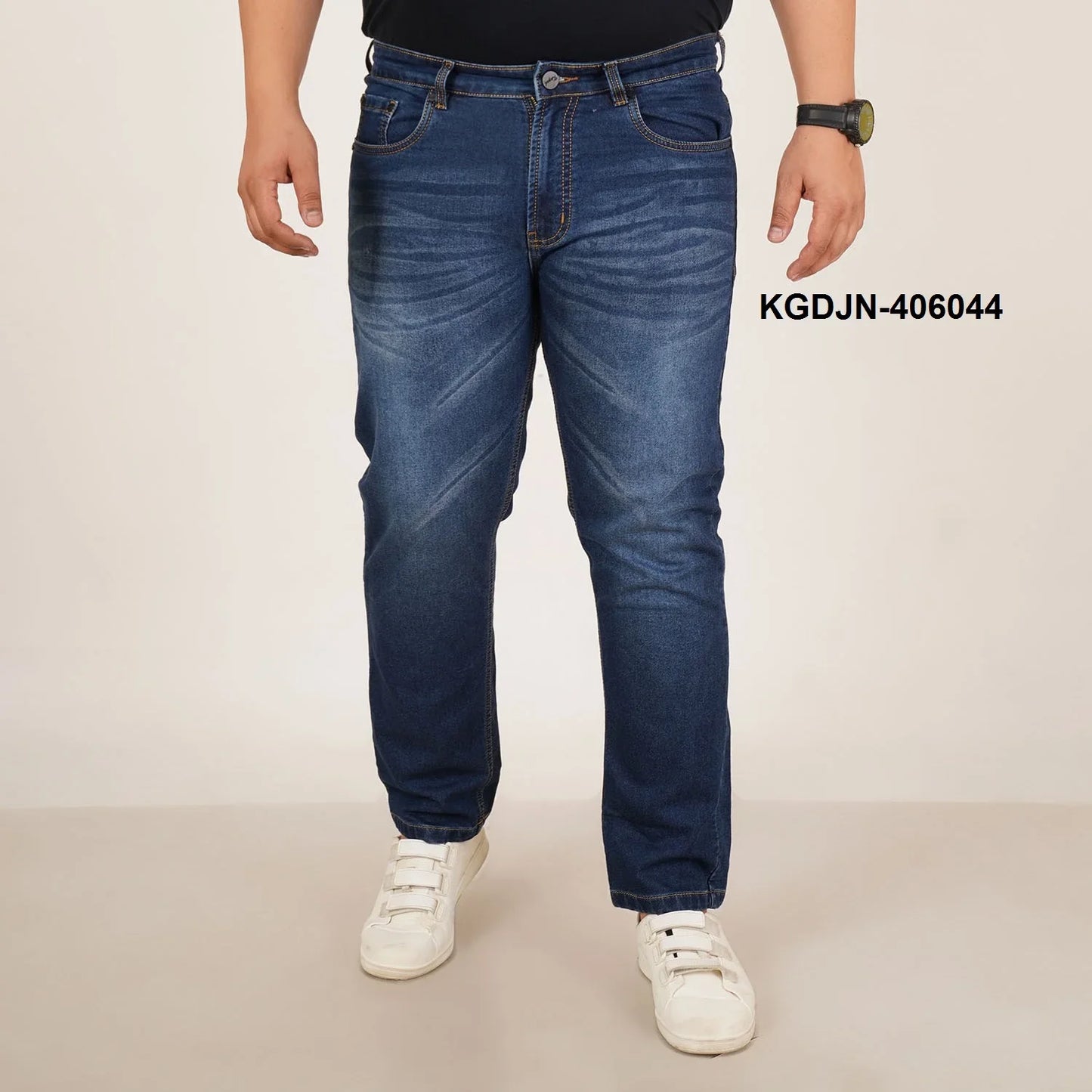 Kagad Jeans Mens Plus Size Regular Fit Mid Night Blue Color Denim Jeans - Style Code "KGDJN-406044