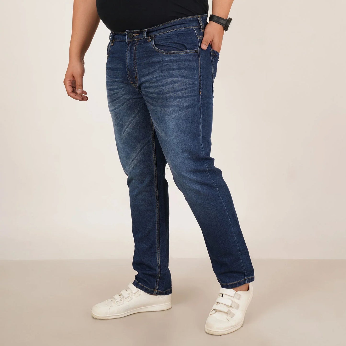Kagad Jeans Mens Plus Size Regular Fit Mid Night Blue Color Denim Jeans - Style Code "KGDJN-406044
