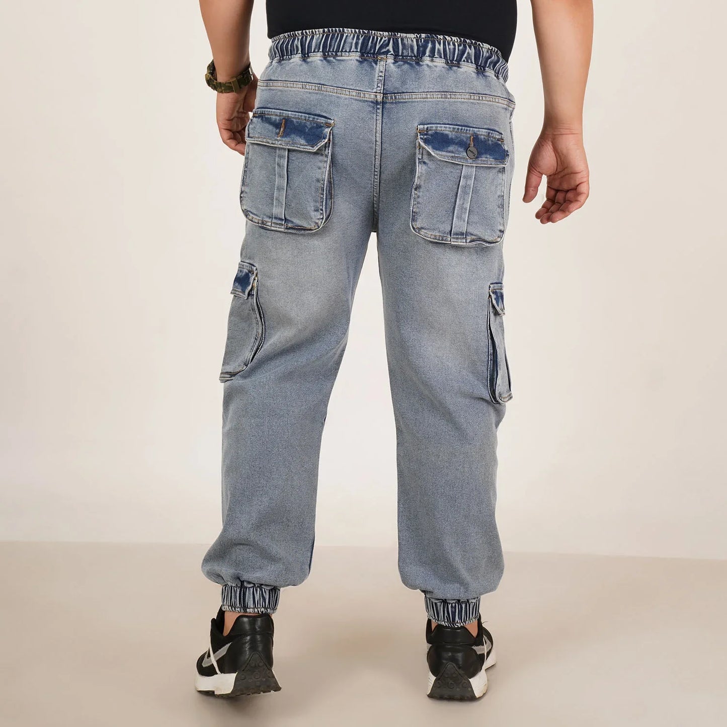 Kagad Jeans Mens Plus Size Loose Fit Water Blue Color Denim Jogger - Style Code "KGDJGR-406062