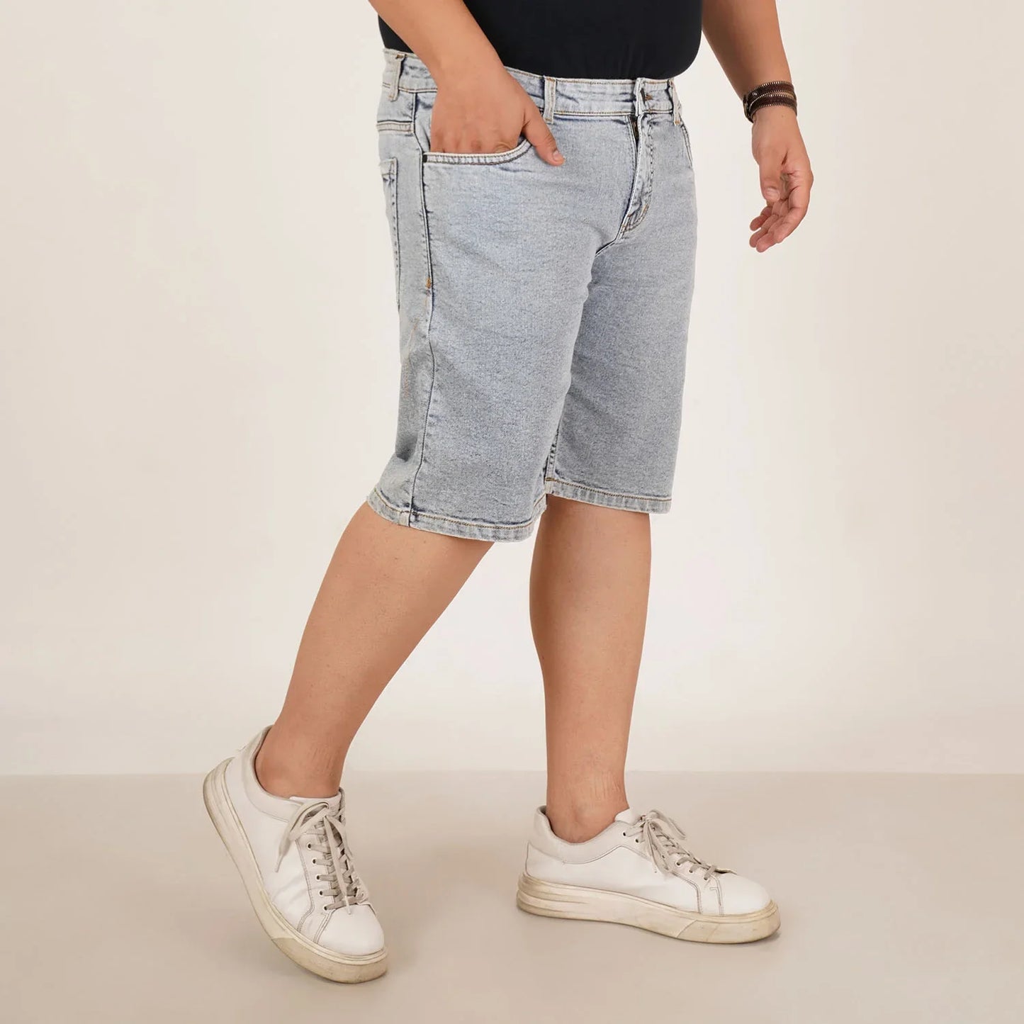 Kagad Jeans Mens Plus Size Loose Water Blue Color Denim Short - Style Code "KGDST-406081