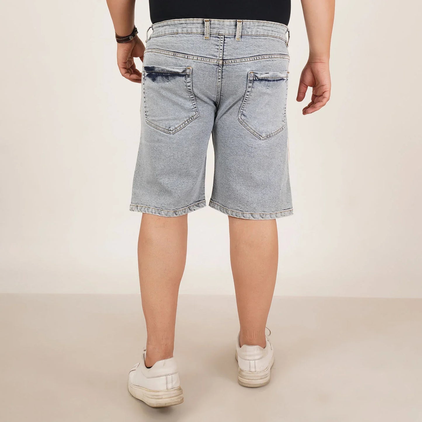 Kagad Jeans Mens Plus Size Loose Water Blue Color Denim Short - Style Code "KGDST-406081