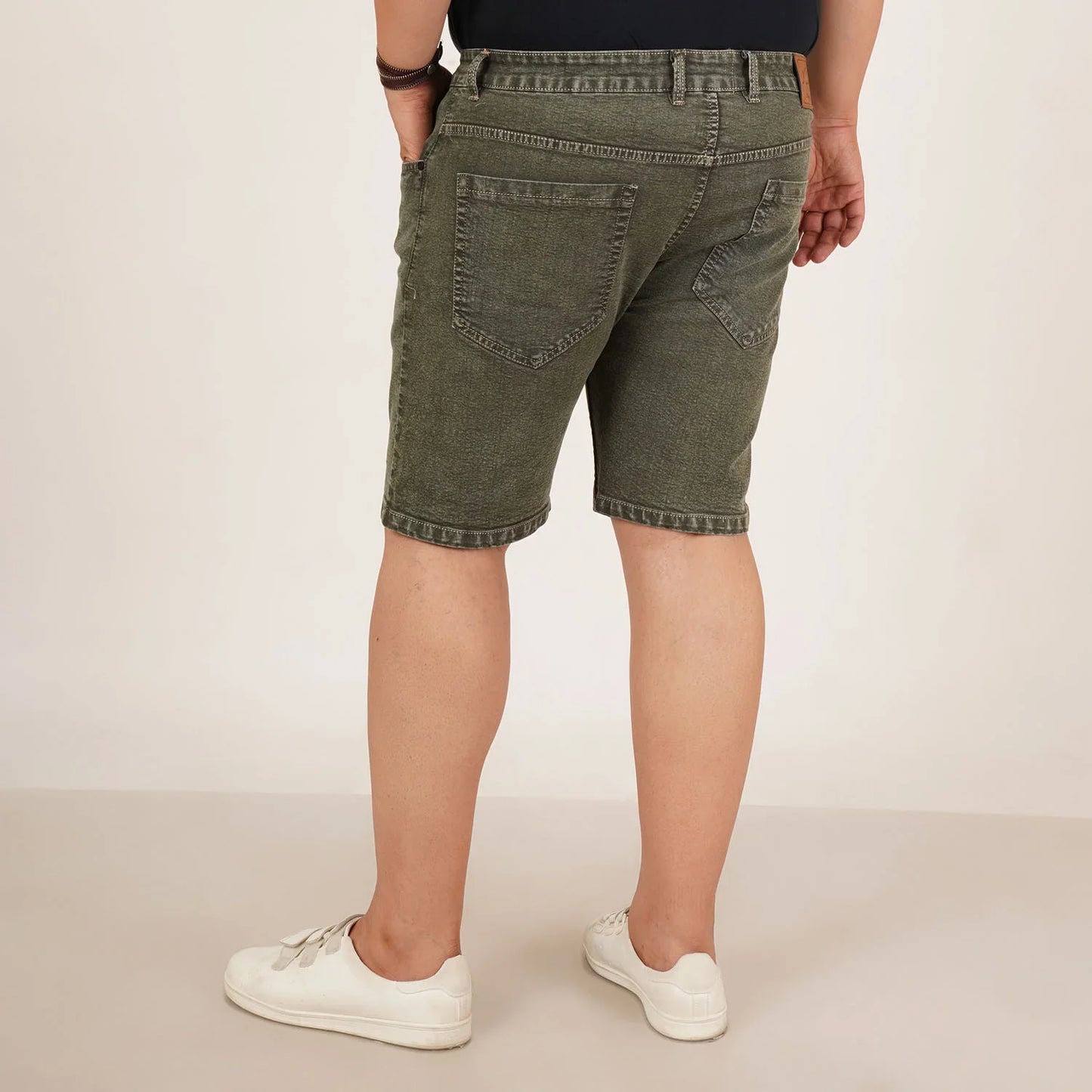 Kagad Jeans Mens Plus Size Loose Fit Olive Color Denim Short - Style Code "KGDST-406079