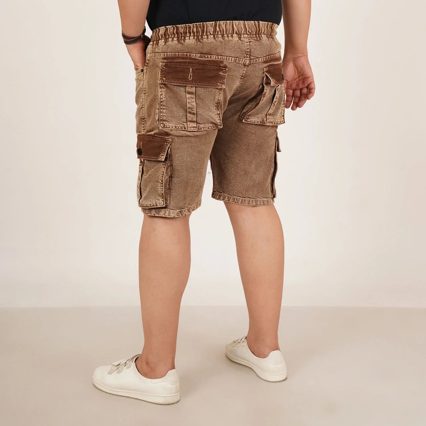 Kagad Jeans Mens Plus Size Loose Fit Rust Color Denim Cargo Pocket Short - Style Code "KGDST-406077