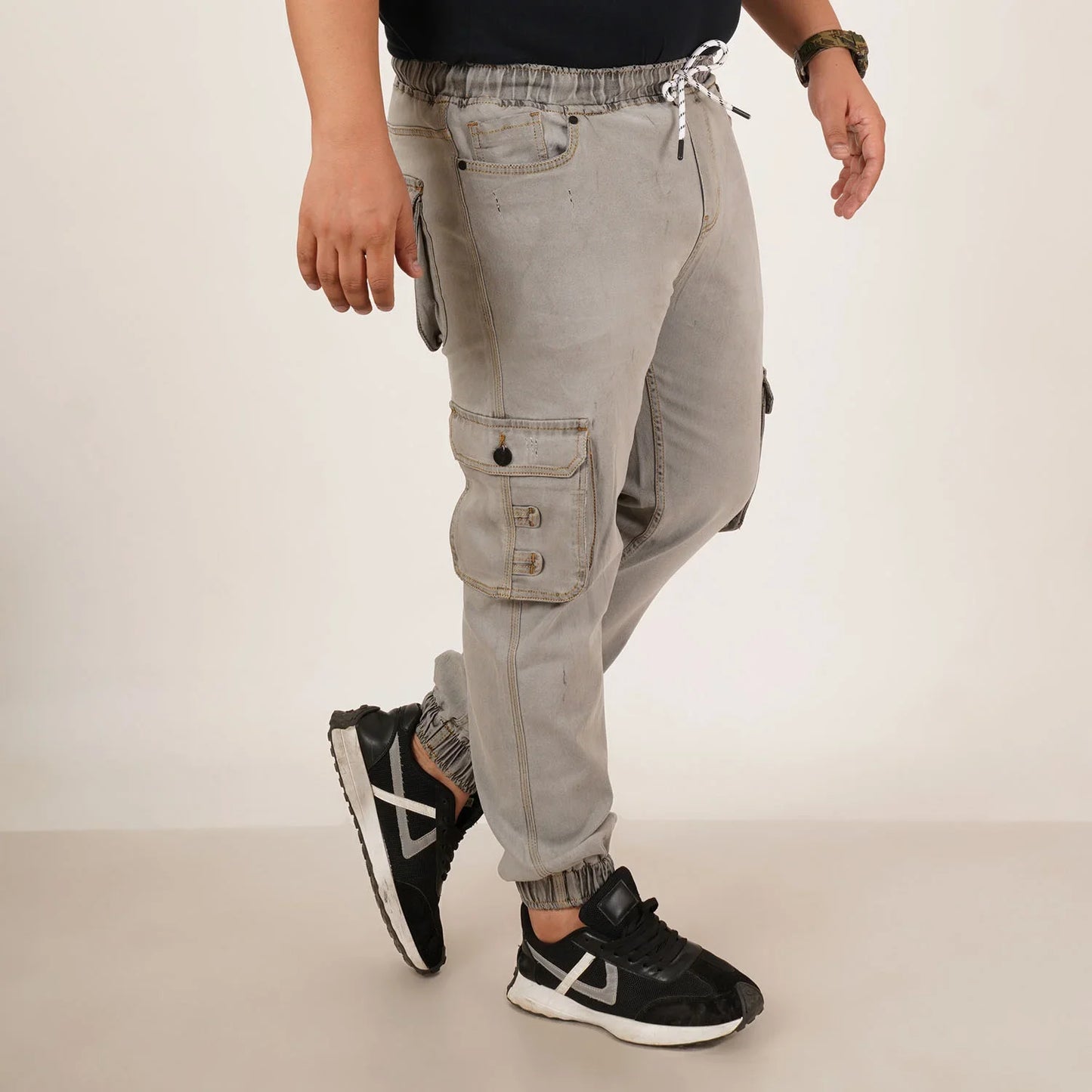 Kagad Jeans Mens Plus Size Loose Fit Light Grey Color Denim Jogger - Style Code "KGDJGR-406060