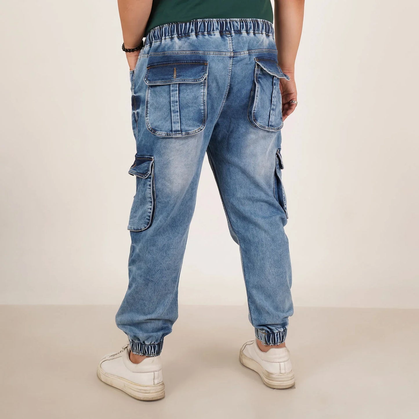 Kagad Jeans Mens Plus Size Loose Fit Light Blue Tint Color Denim Jogger - Style Code "KGDJGR-406059