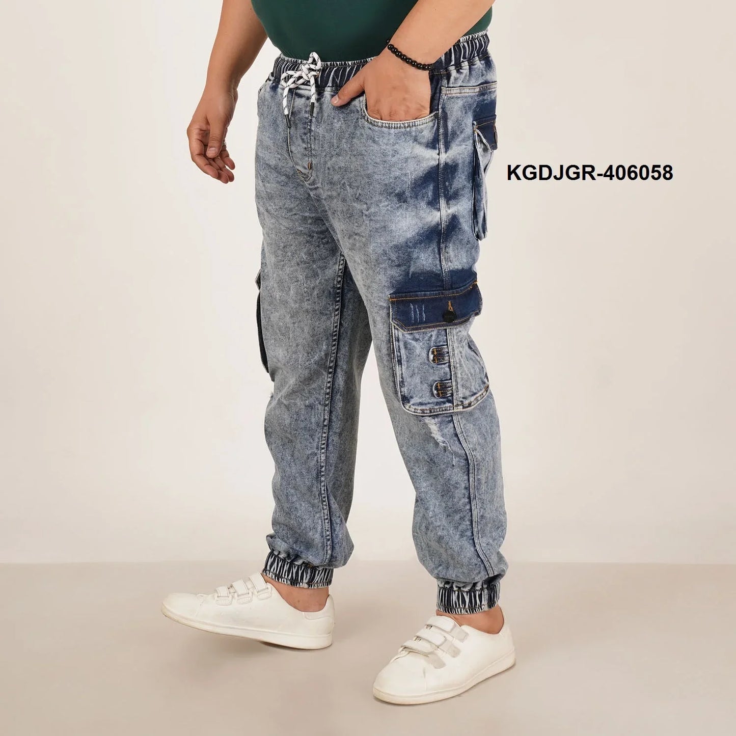 Kagad Jeans Mens Plus Size Loose Fit Air Blue Tint Color Denim Jogger - Style Code "KGDJGR-406058