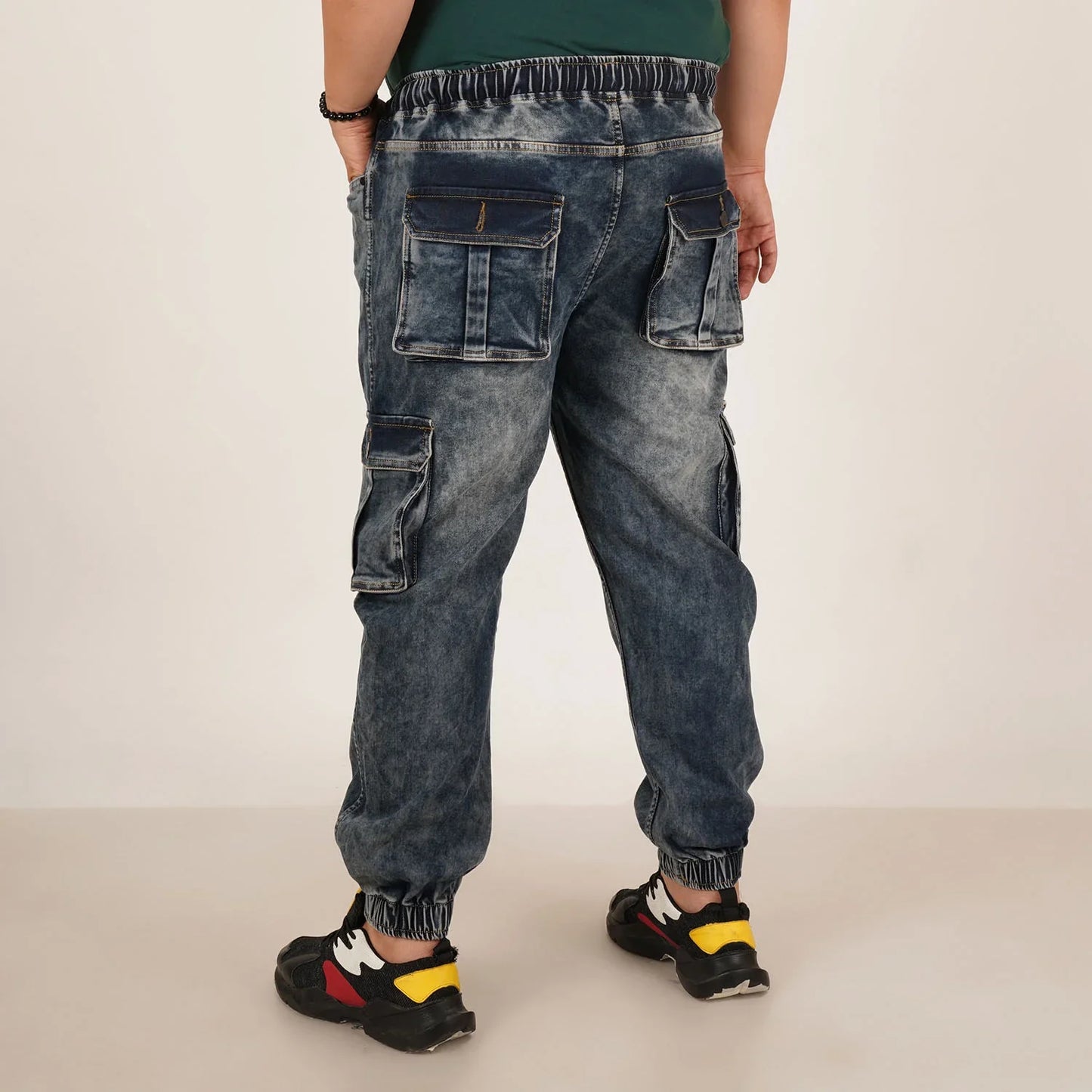 Kagad Jeans Mens Plus Size Loose Fit Mid Blue Tint Color Denim Jogger - Style Code "KGDJGR-406057