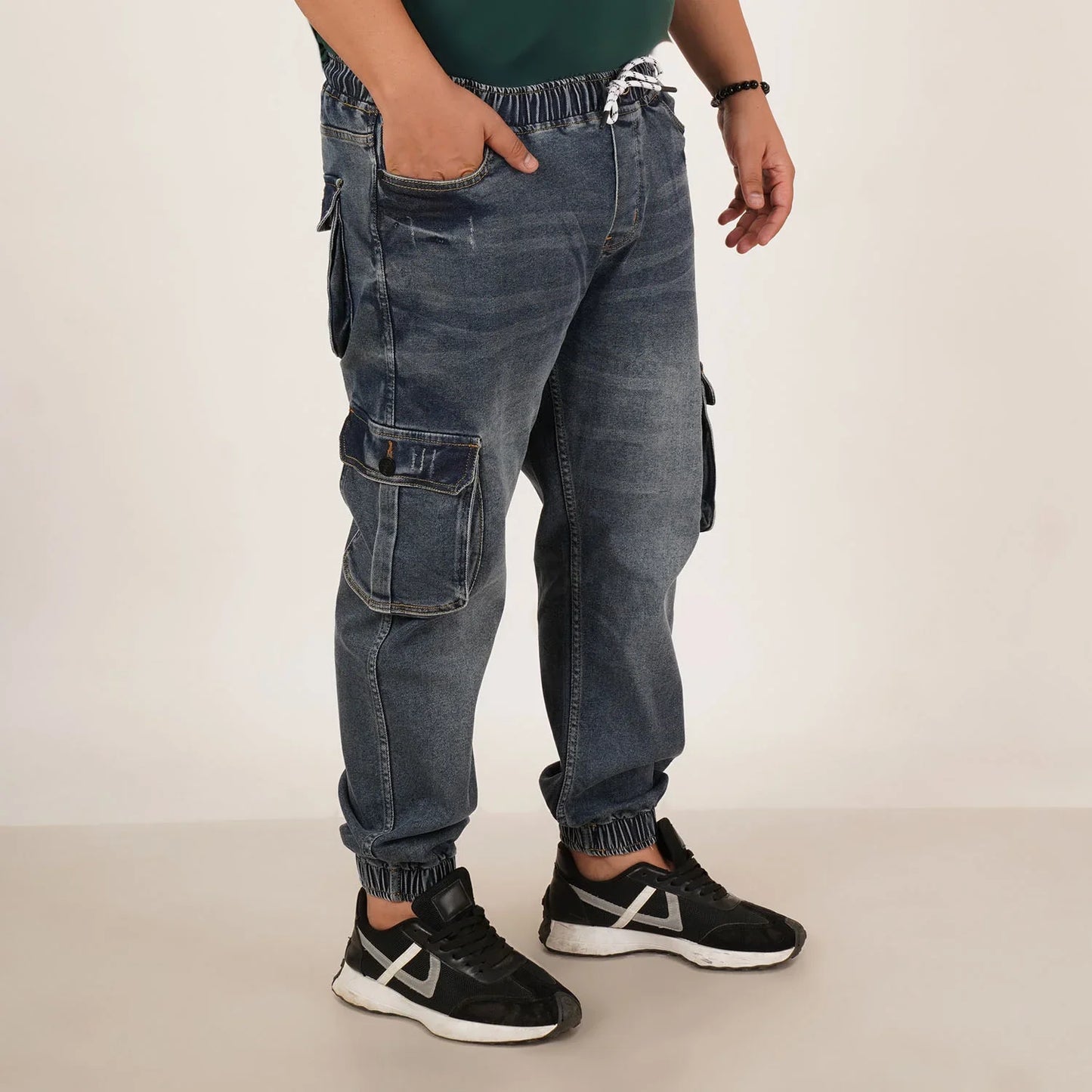 Kagad Jeans Mens Plus Size Loose Fit Faded Blue Tint Color Denim Jogger - Style Code "KGDJGR-406055
