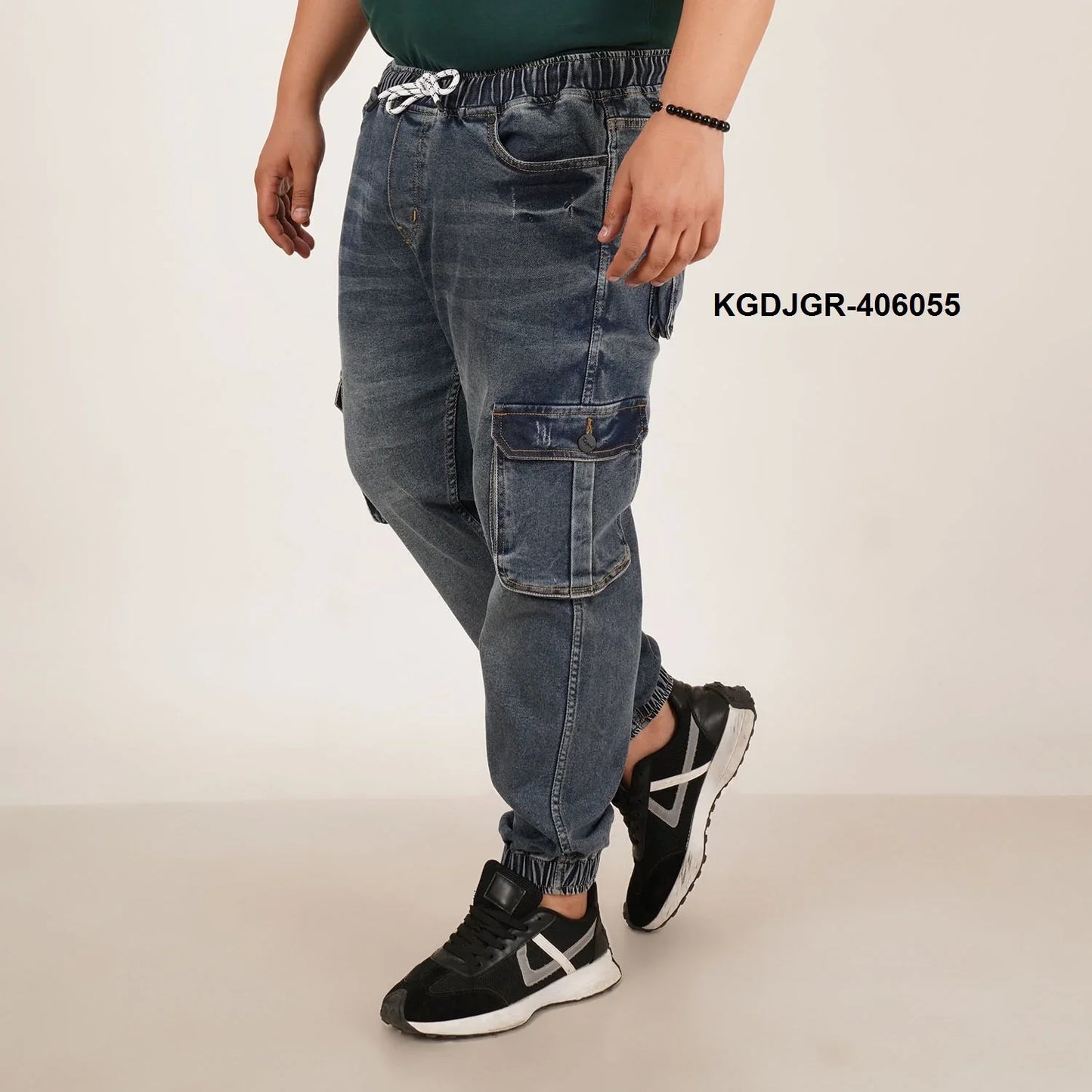 Kagad Jeans Mens Plus Size Loose Fit Faded Blue Tint Color Denim Jogger - Style Code "KGDJGR-406055