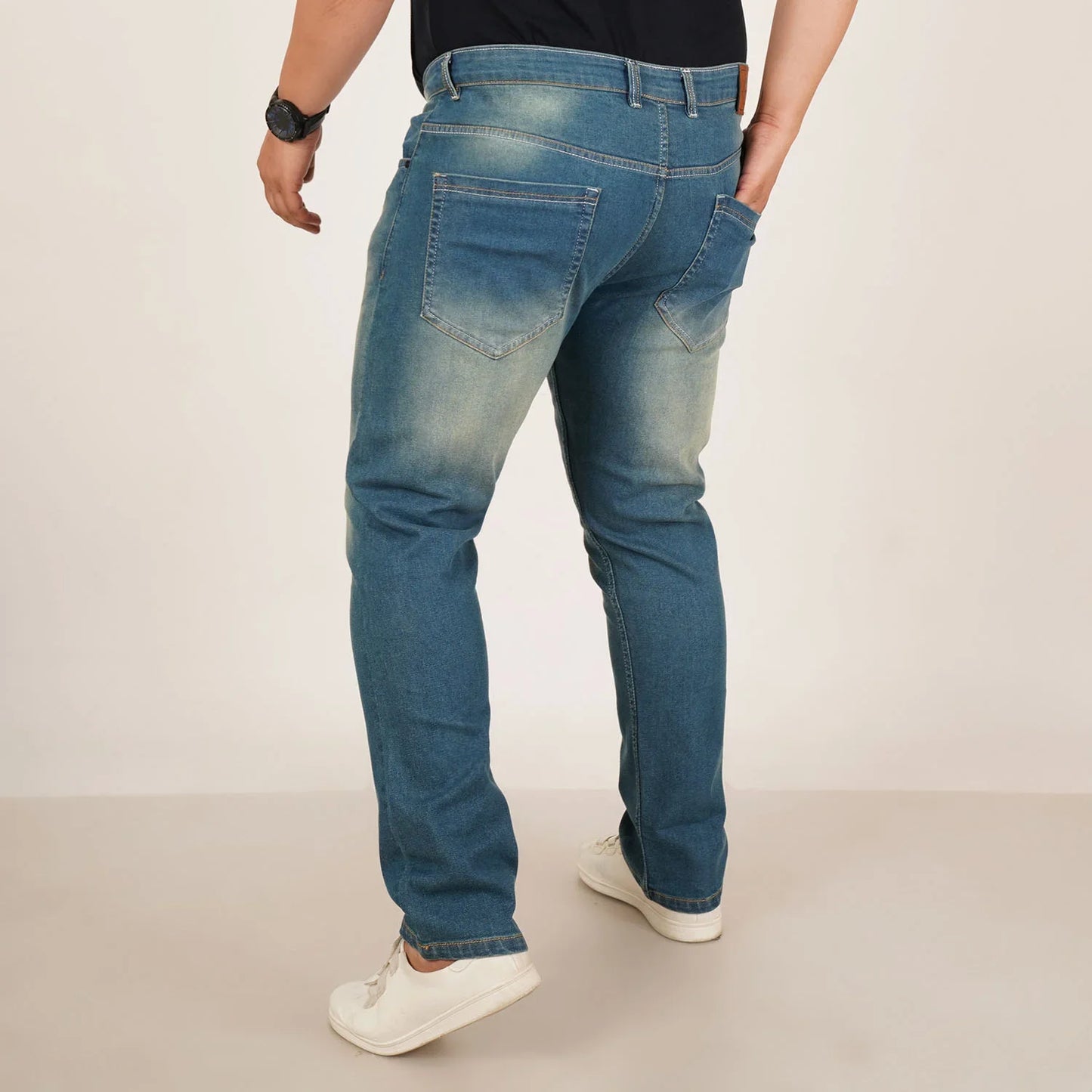 Kagad Jeans Mens Plus Size Regular Fit Ocrean Blue Color Denim Jeans - Style Code "KGDJN-406040