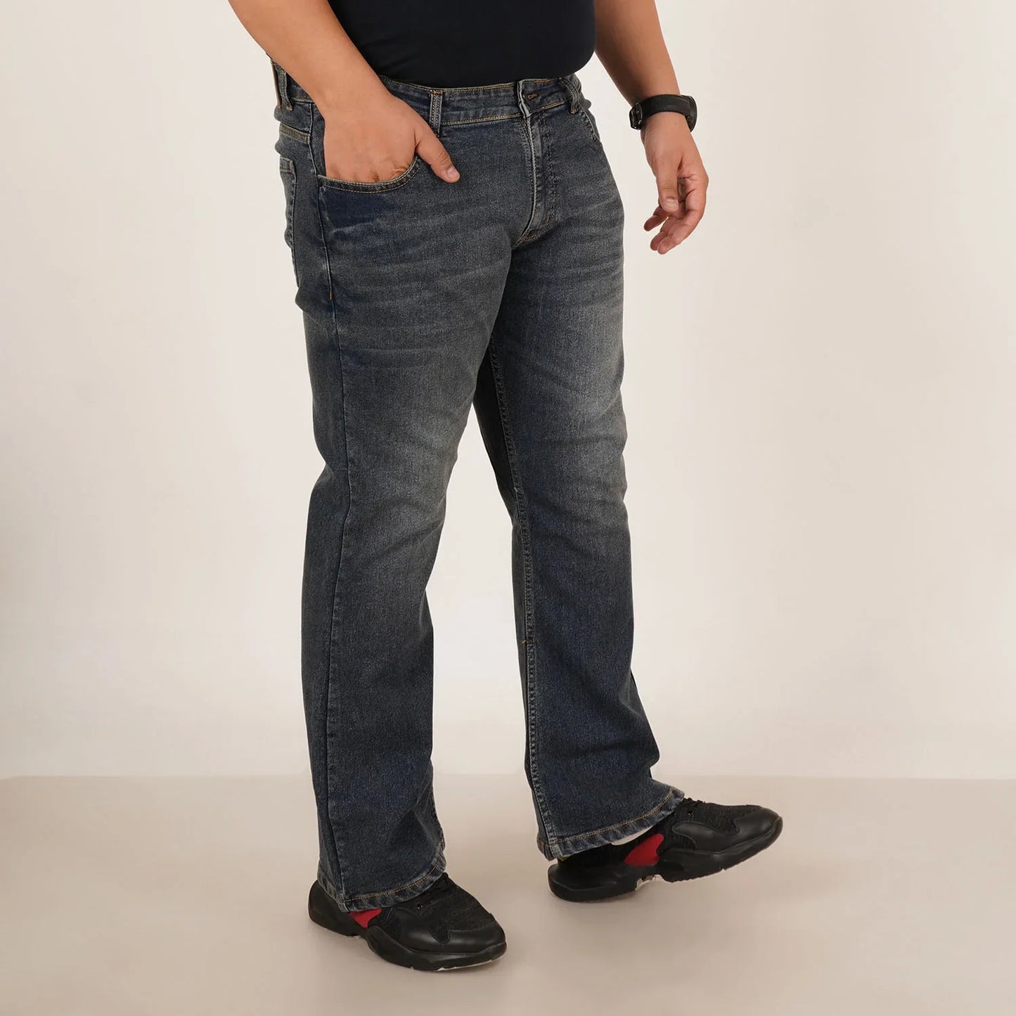 Kagad Jeans Mens Plus Size Boot Fit Ocean Blue Tinted Color Denim Jeans - Style Code "KGDJN-406021